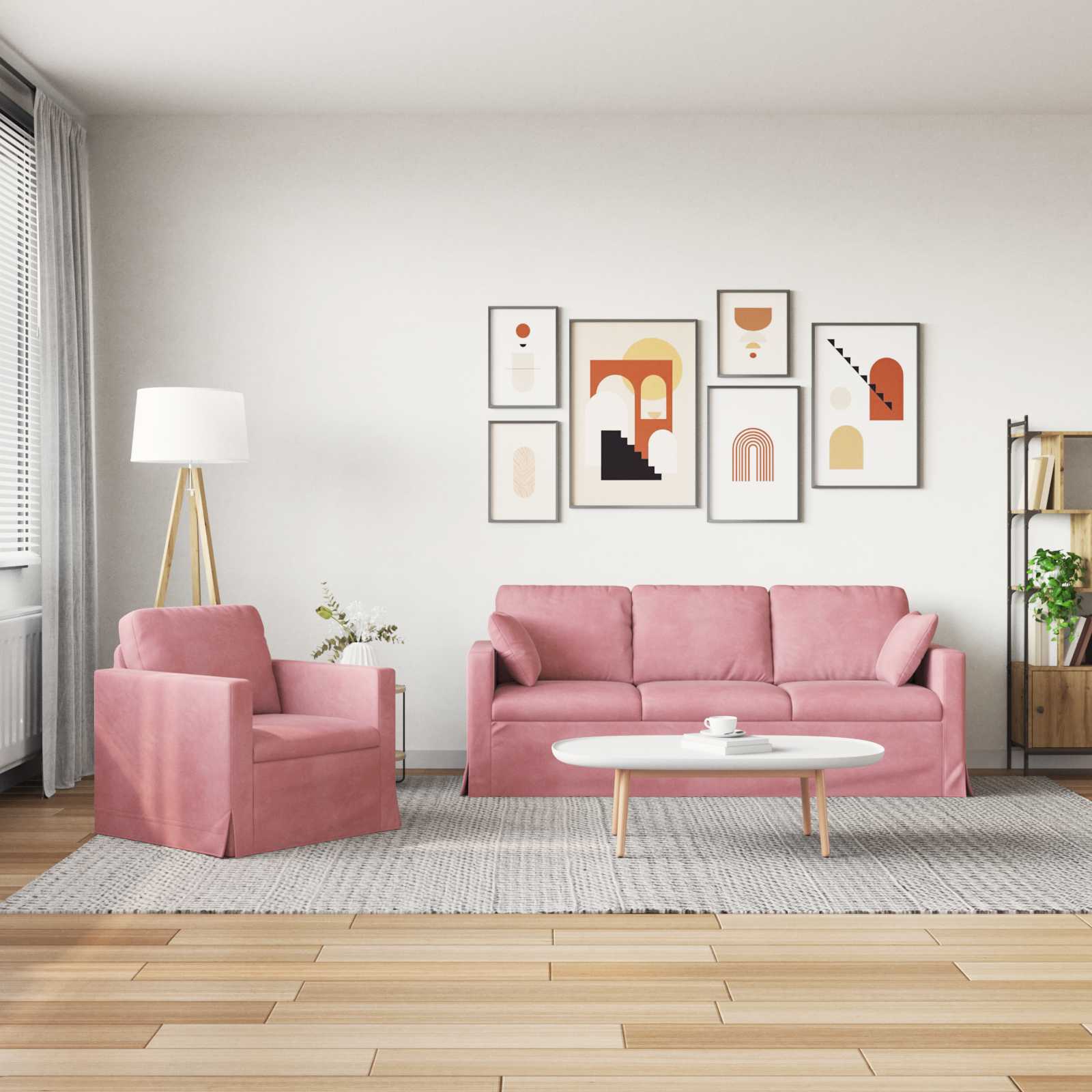 Set sofe 2 pcs Ružičasta 198 x 78 x 80 cm Baršun