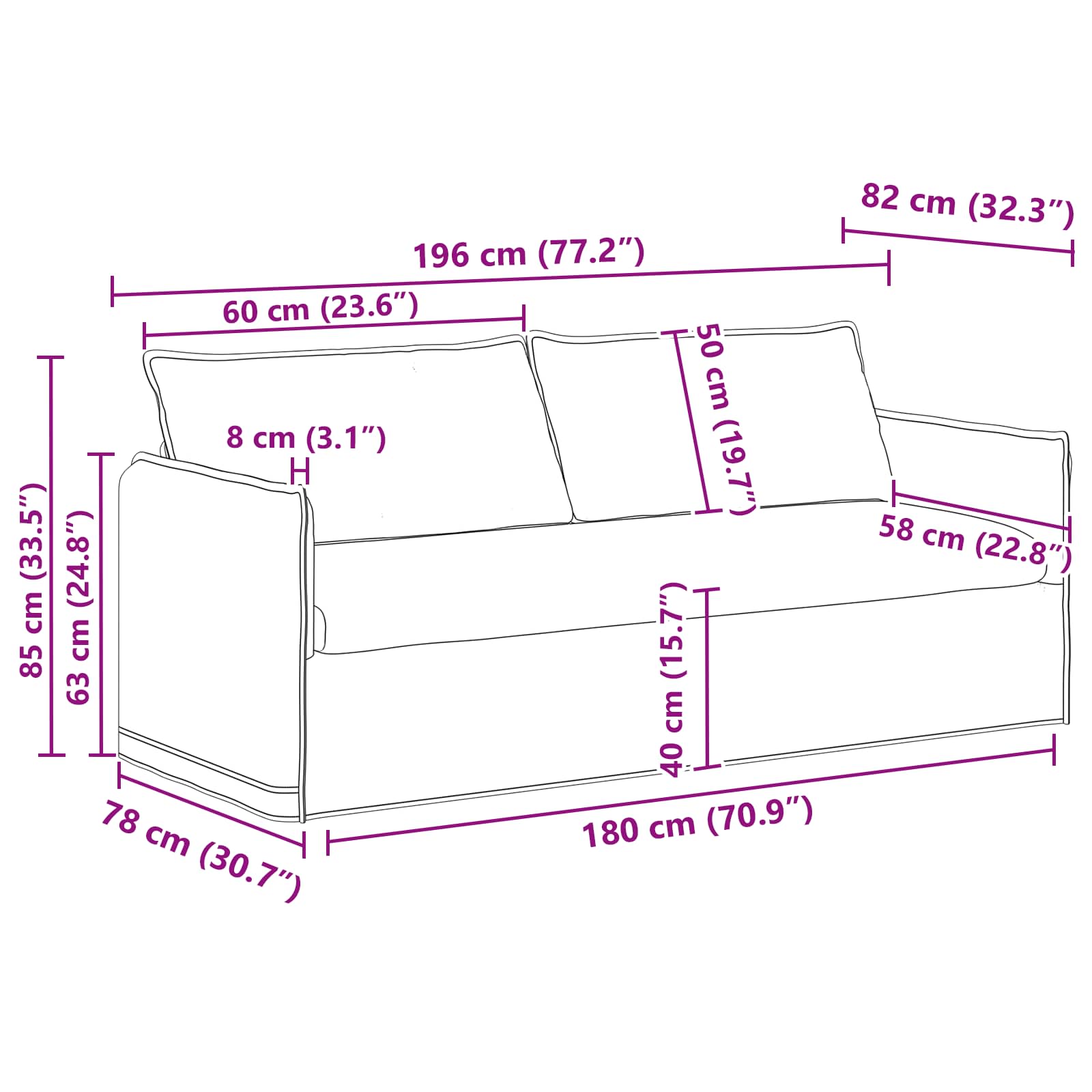 Set sofe 2 pcs Tamnozelena 196 x 82 x 85 cm Tkanina