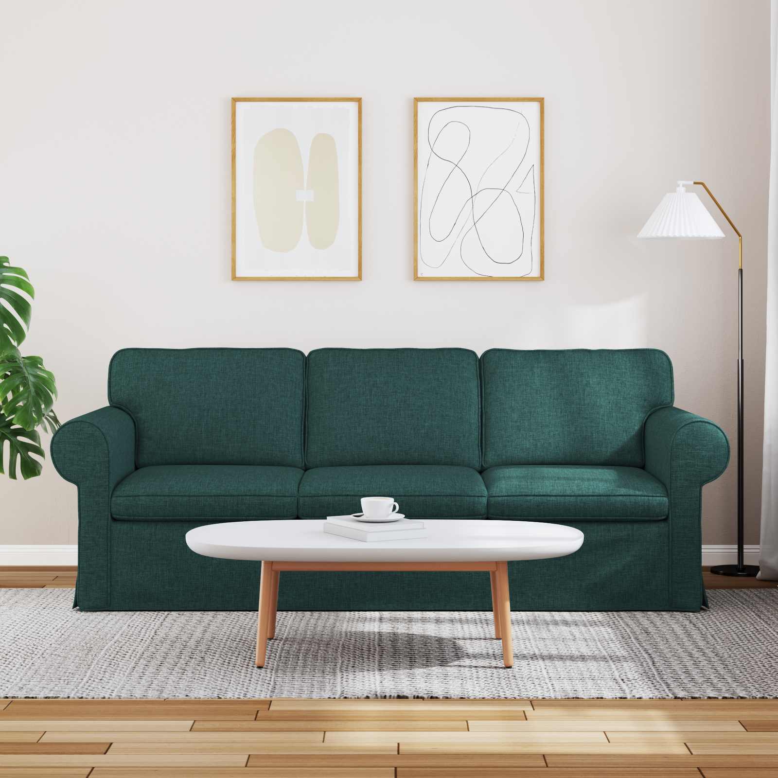 Sofa Tamnozelena 215 x 82 x 80 cm tkanina