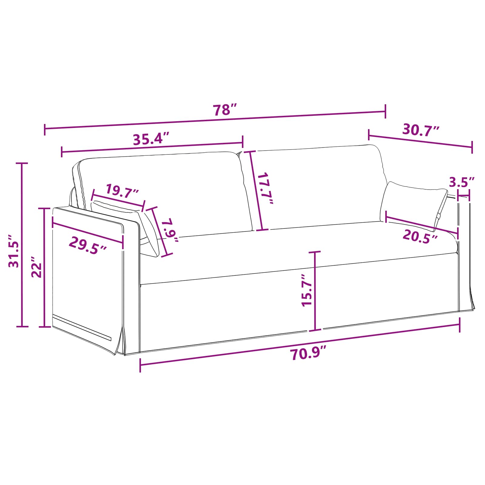 Sofa Tamno siva 158 x 78 x 80 cm tkanina