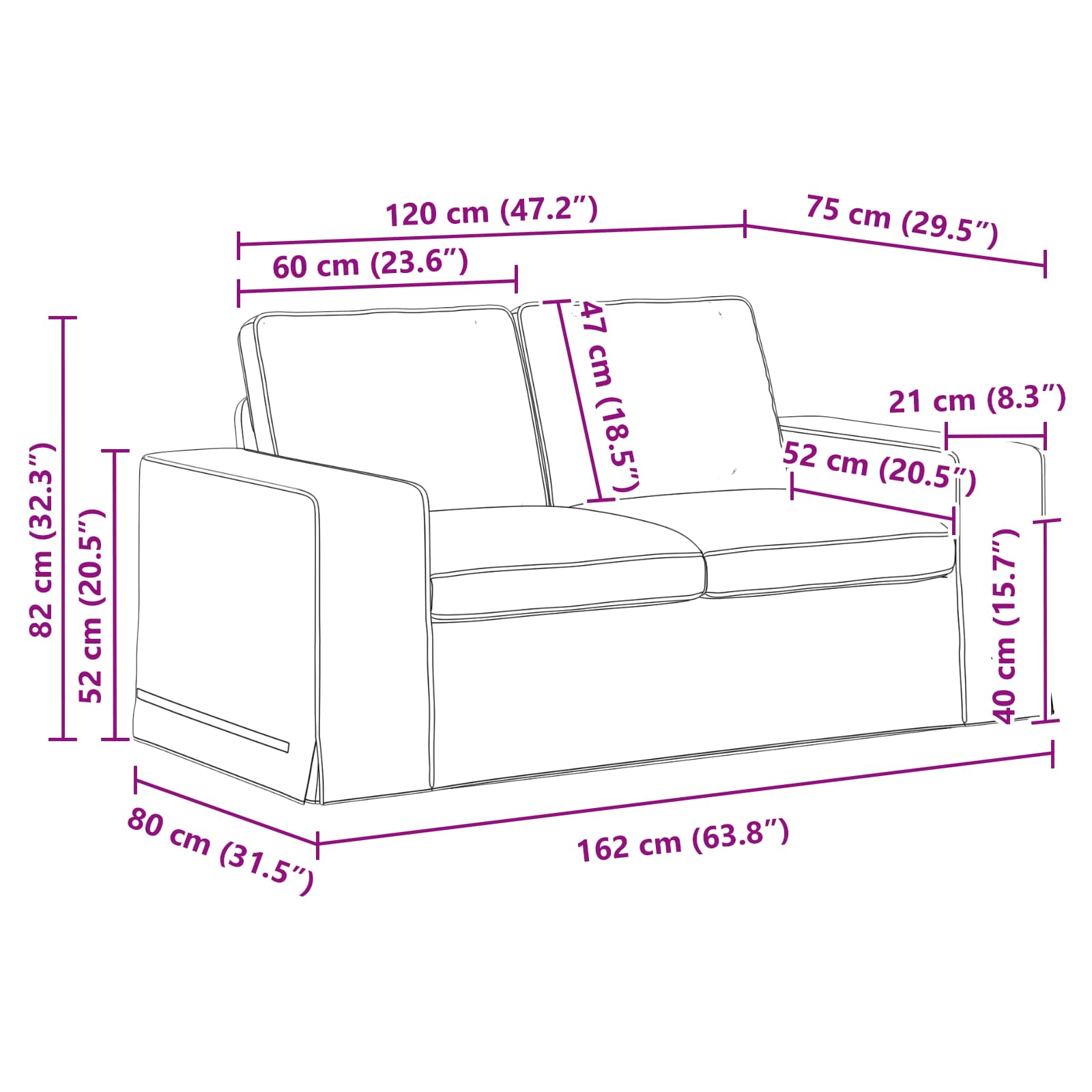 Sofa Plava 162 x 80 x 82 cm tkanina