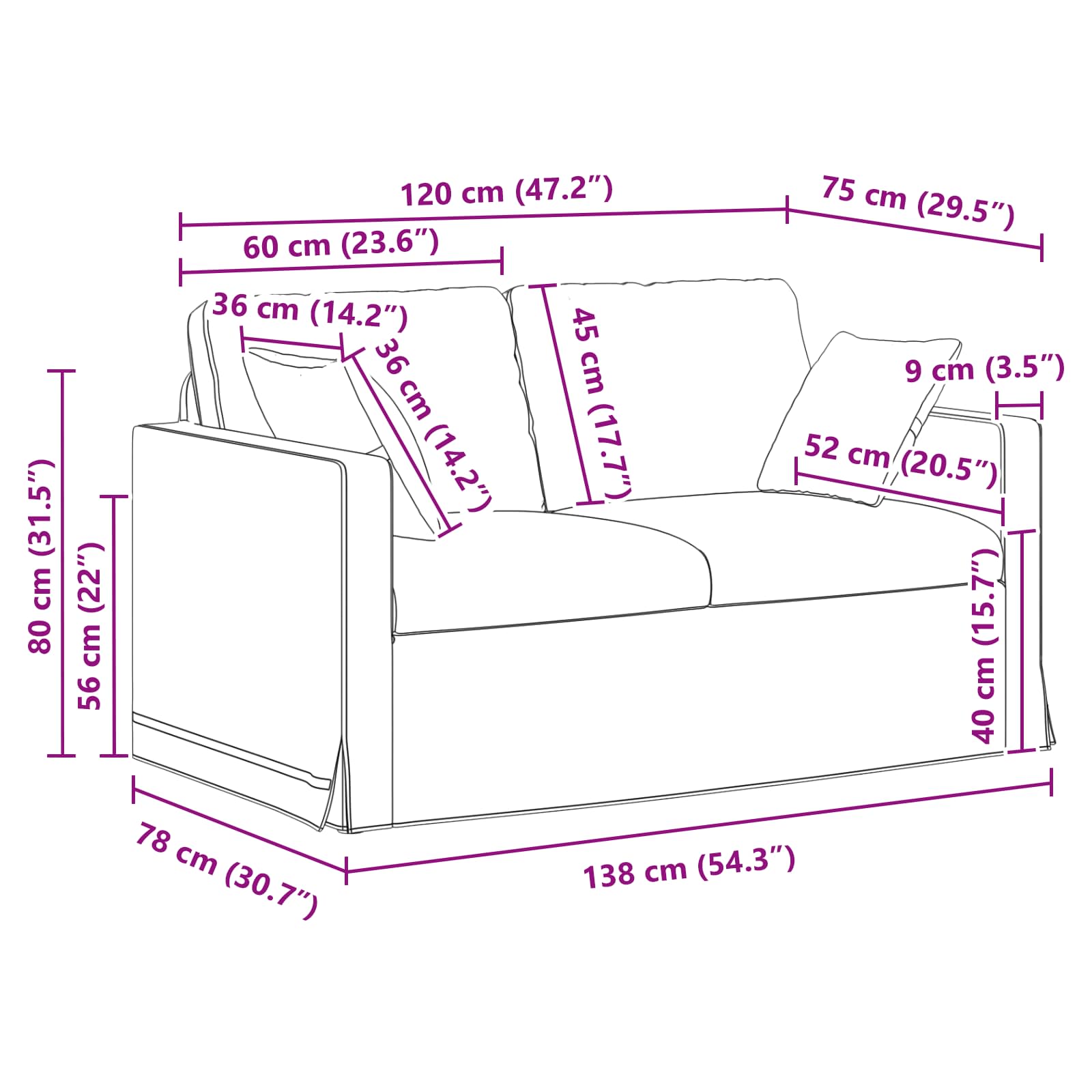 Sofa Krema 138 x 78 x 80 cm Baršun