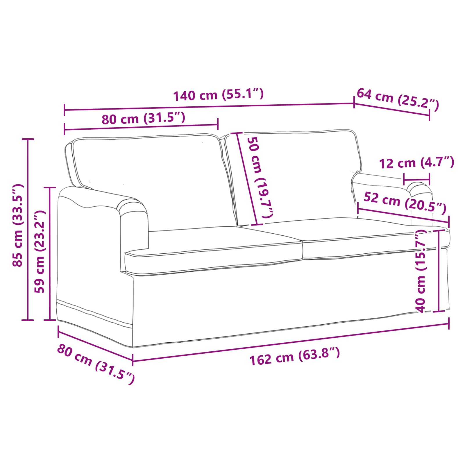 Sofa Tamnozelena 162 x 80 x 85 cm tkanina