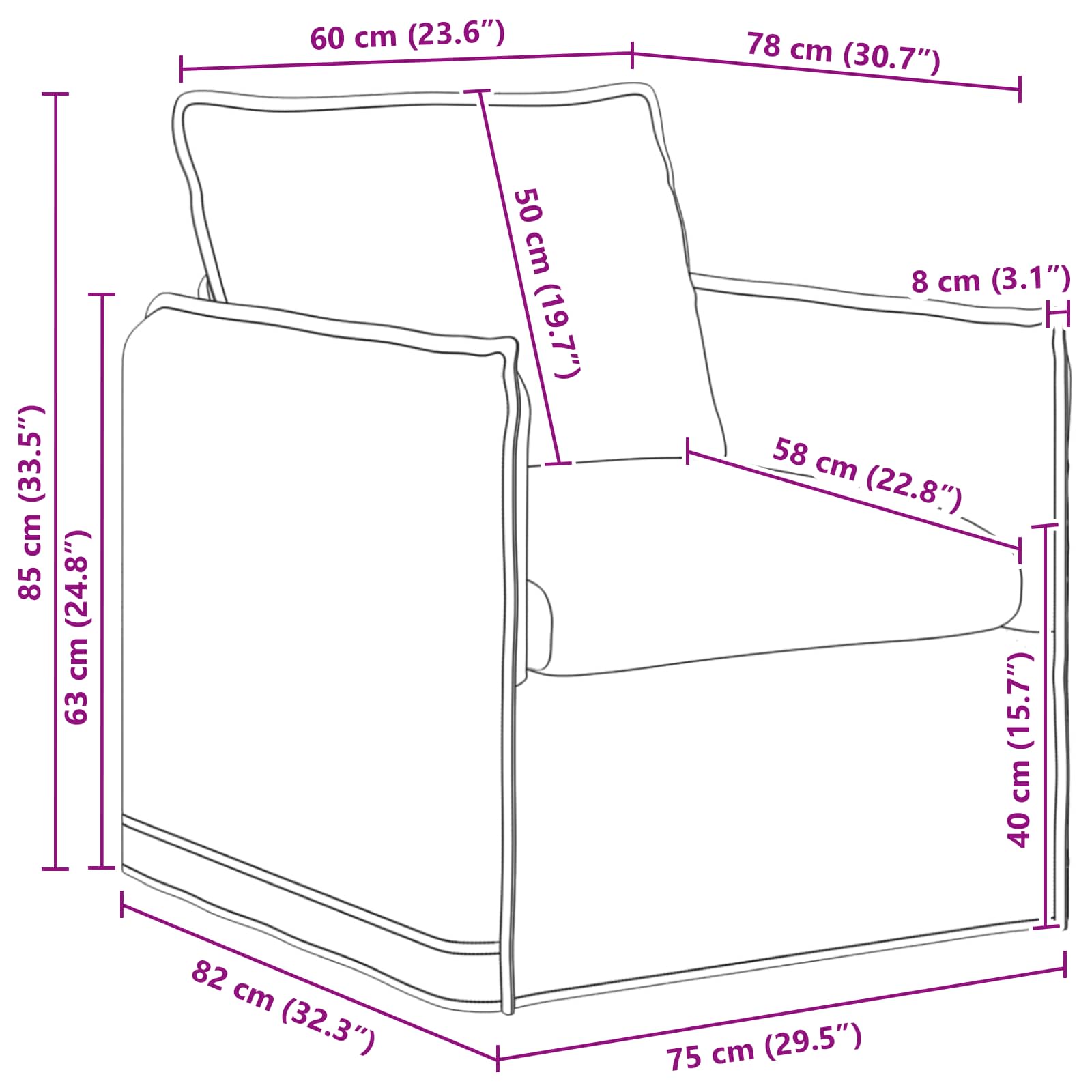 Sofa Sivo-smeđa 75 x 82 x 85 cm tkanina