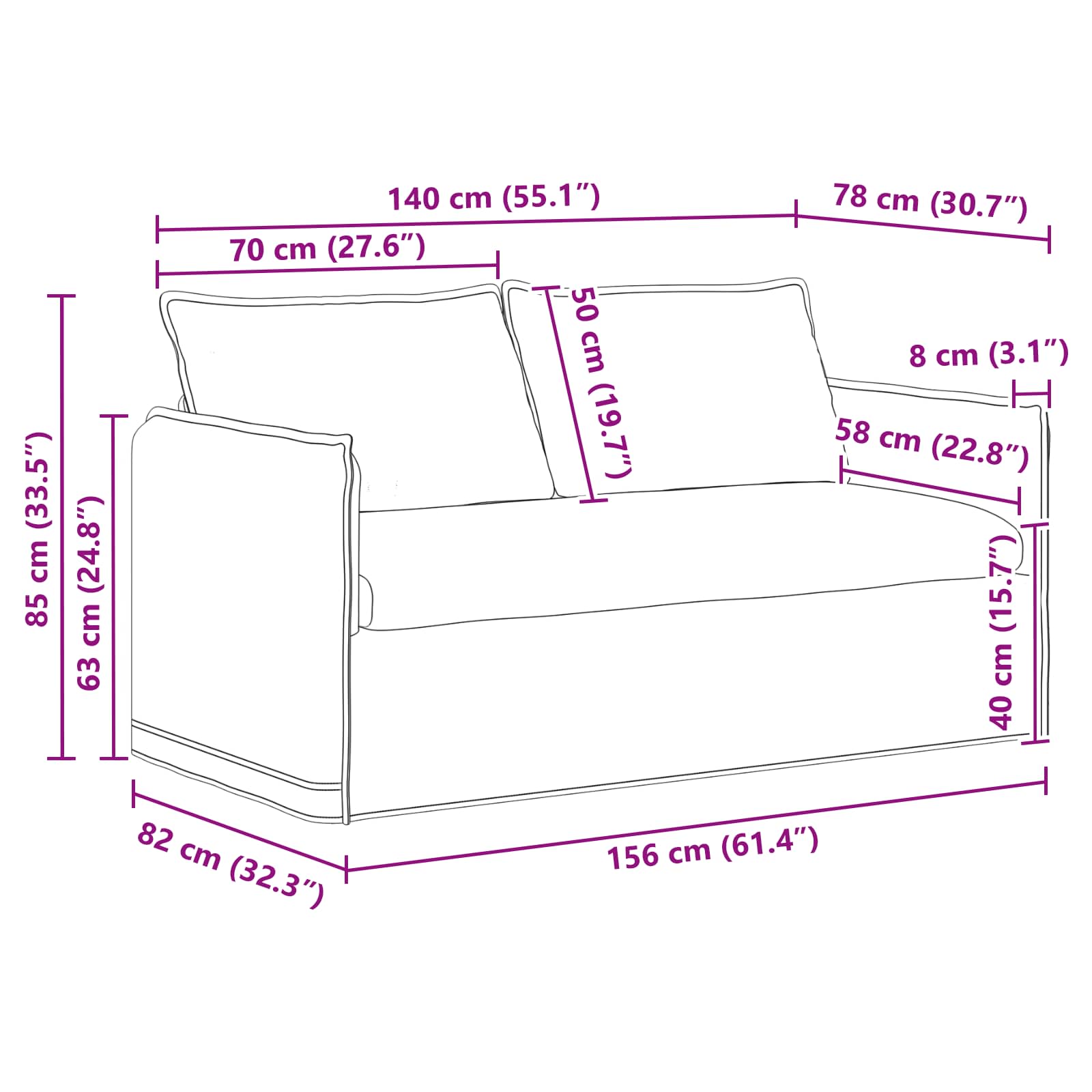Sofa Plava 156 x 82 x 85 cm tkanina