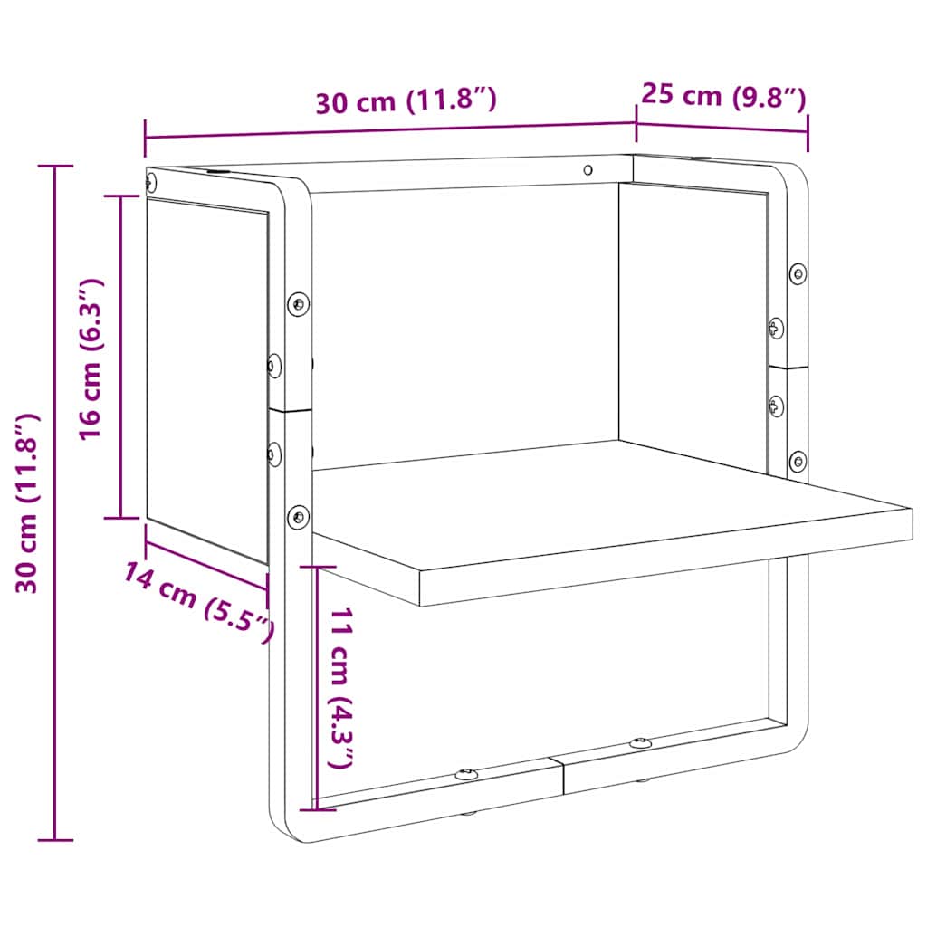 Polica na zidu Crni hrast 30 x 25 x 30 cm Konstruirano drvo