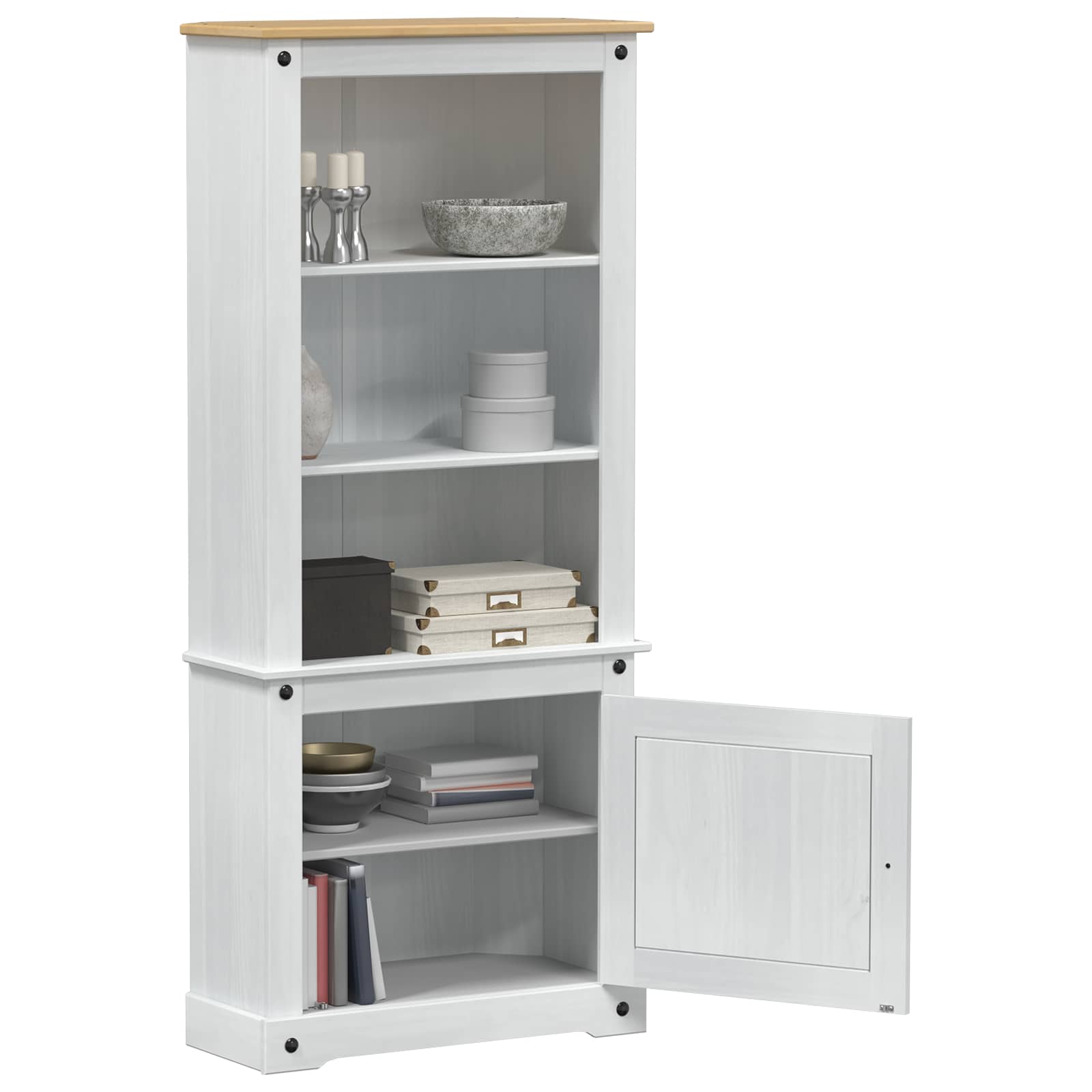 Highboard Bijelo 74 x 38 x 170 cm Čvrsto borovo drvo