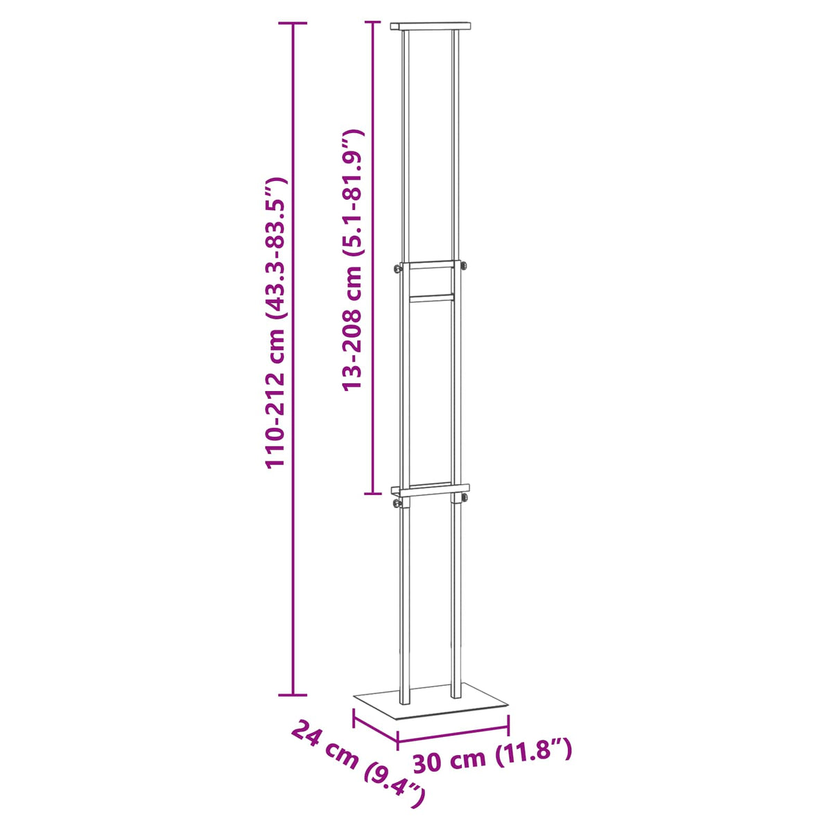 Stalci za sajmove Bijelo 30 x 23,5 x 210 cm Čelik