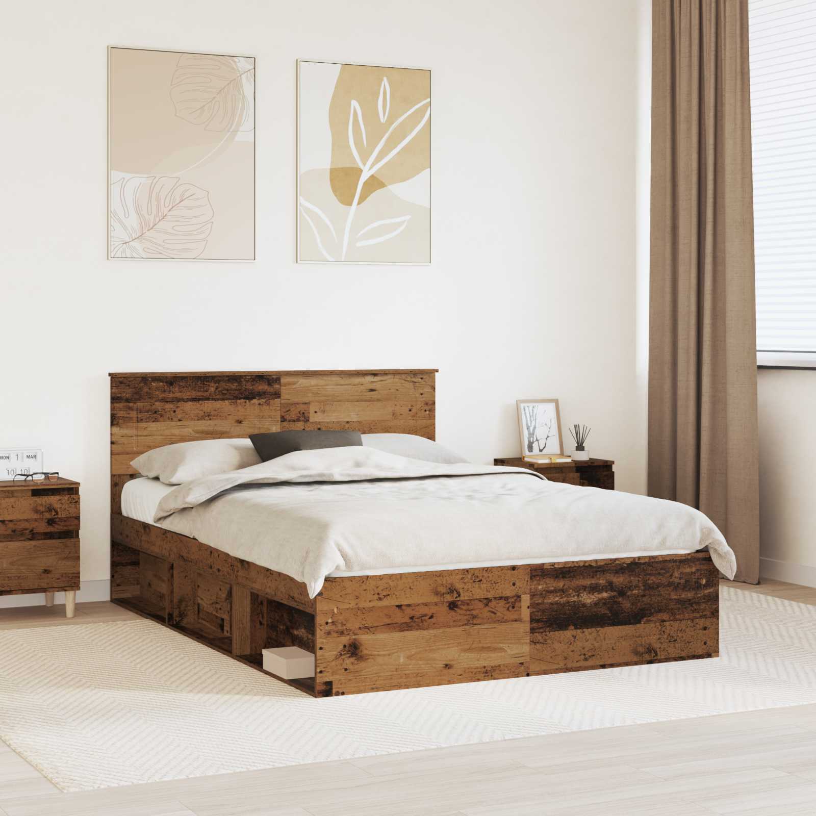 Krevetna konstrukcija Staro drvo 140 x 190 cm Konstruirano drvo