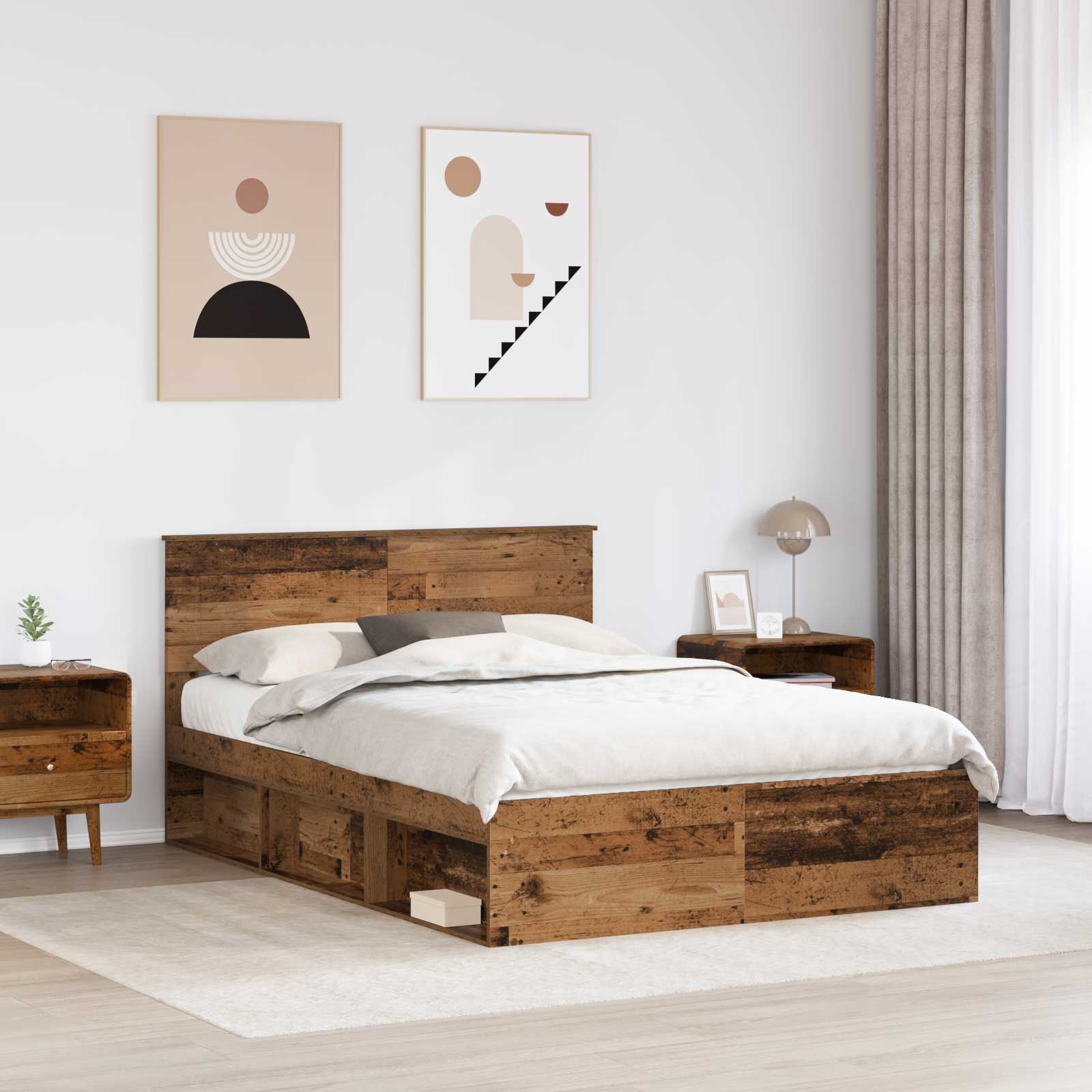 Krevetna konstrukcija Staro drvo 140 x 190 cm Konstruirano drvo