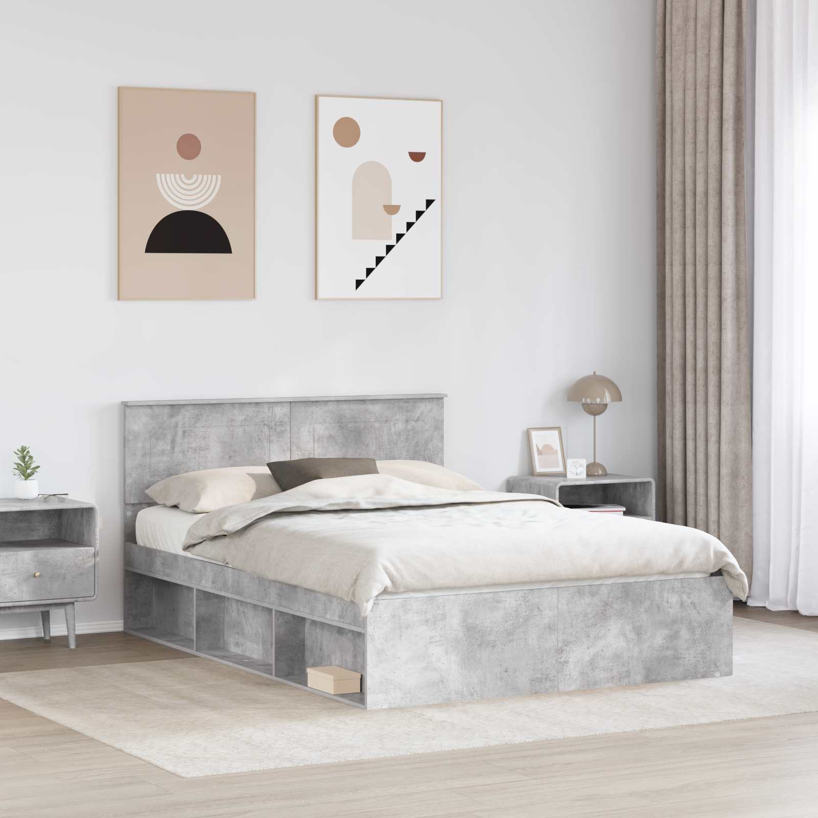 Krevetna konstrukcija Beton 140 x 200 cm Konstruirano drvo