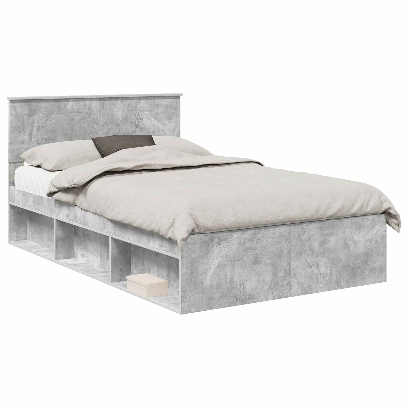 Krevetna konstrukcija s uzglavljem Betonska siva 135 x 190 cm
