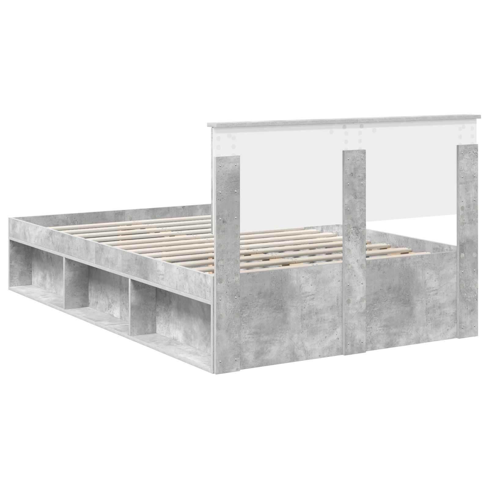 Krevetna konstrukcija s uzglavljem Betonska siva 135 x 190 cm