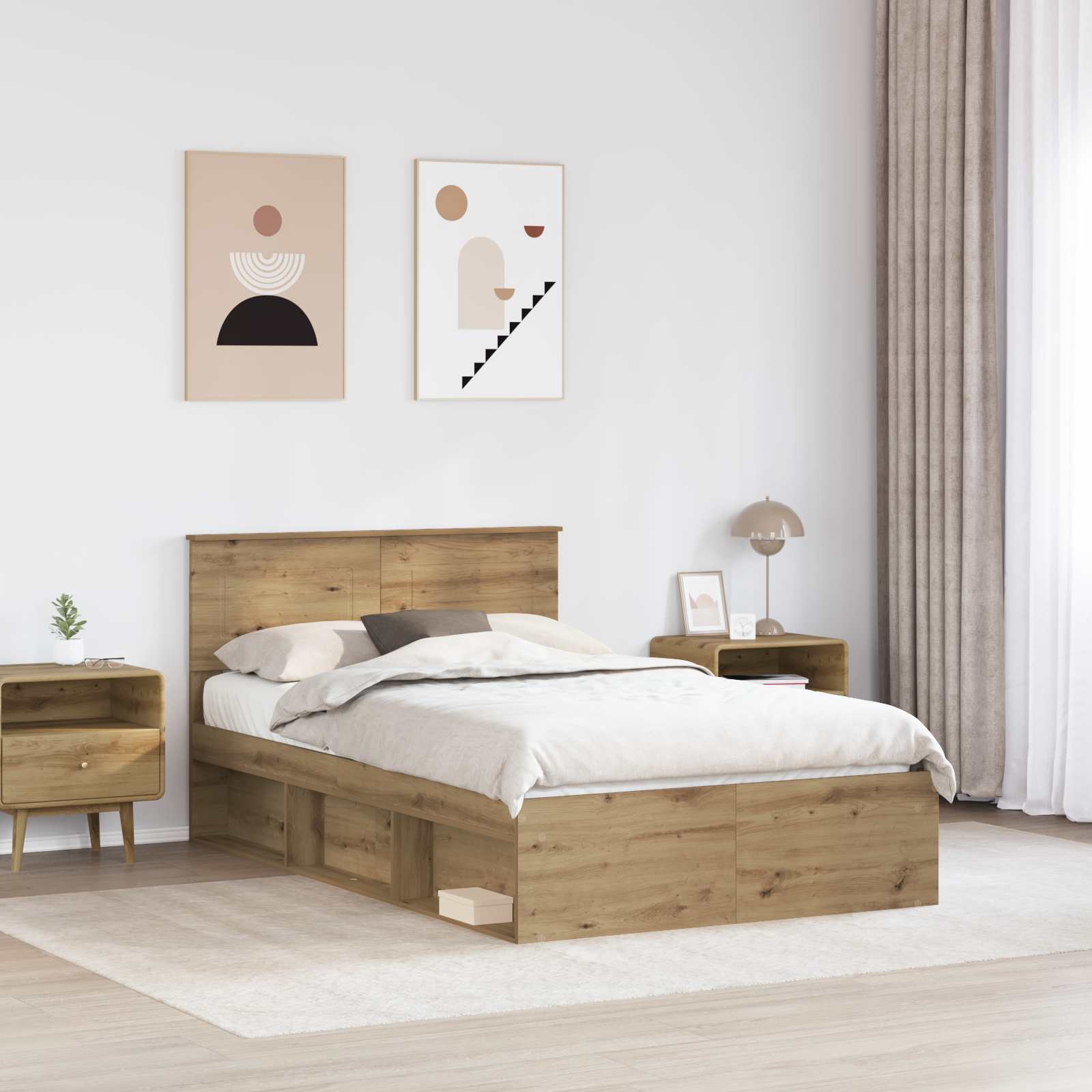 Krevetna konstrukcija Umjetnička hrastovina 120 x 200 cm
