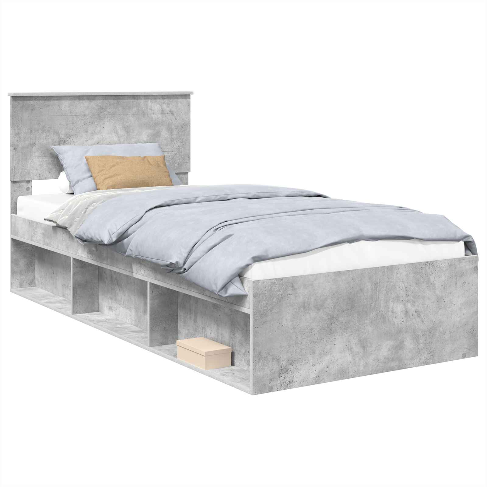 Krevetna konstrukcija s uzglavljem Betonska siva 100 x 200 cm