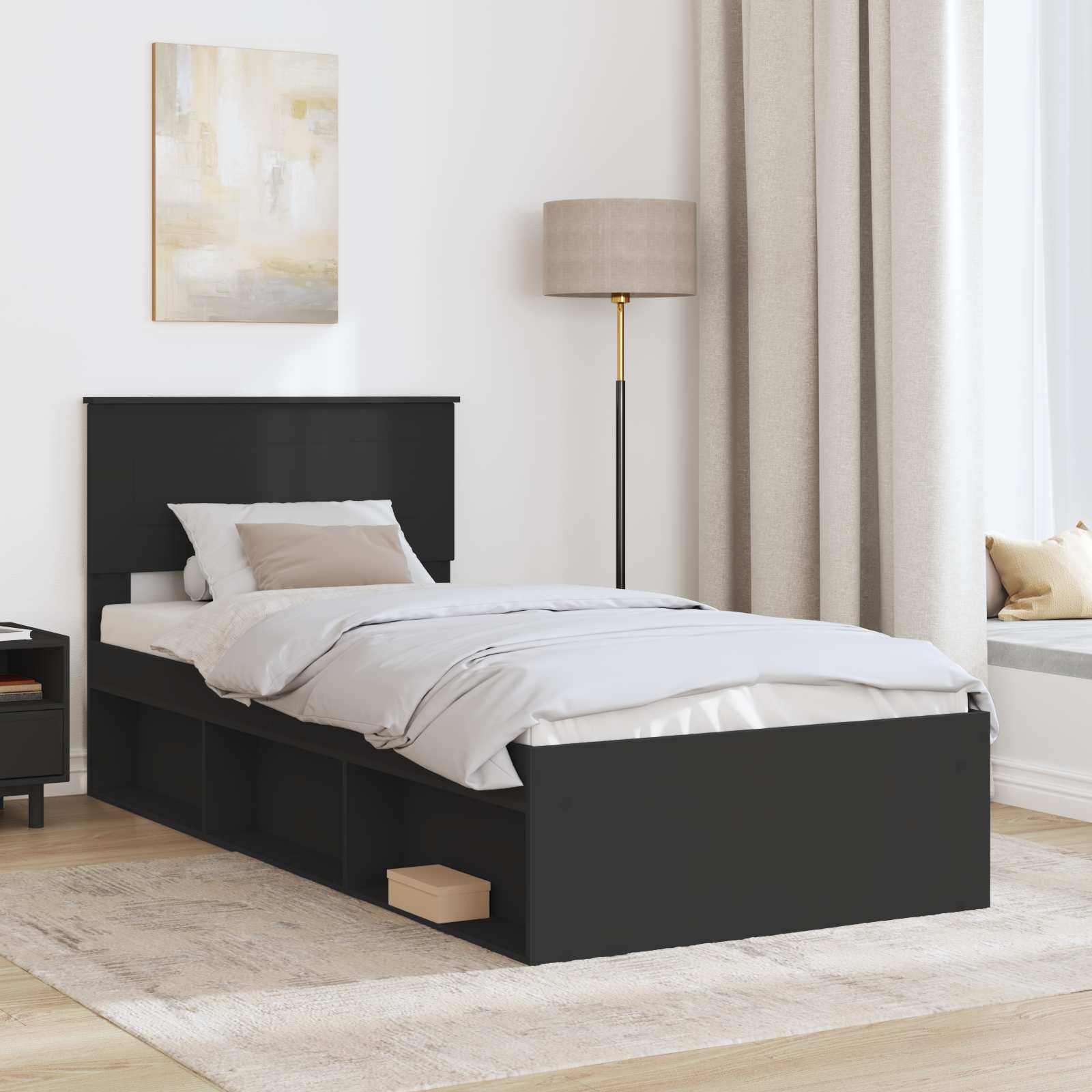 Krevetna konstrukcija Crna 75 x 190 cm Konstruirano drvo