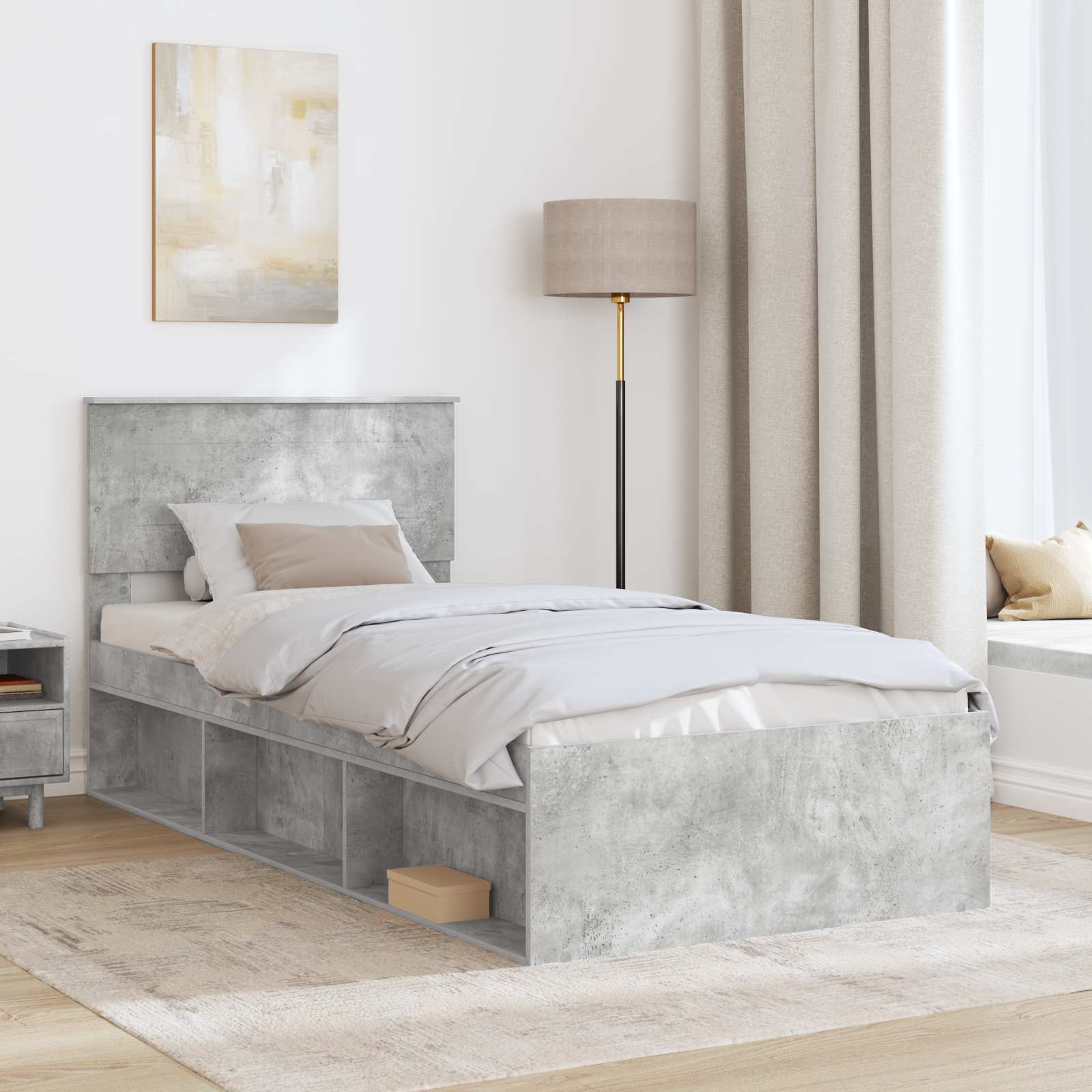 Krevetna konstrukcija s uzglavljem Betonska siva 75 x 190 cm