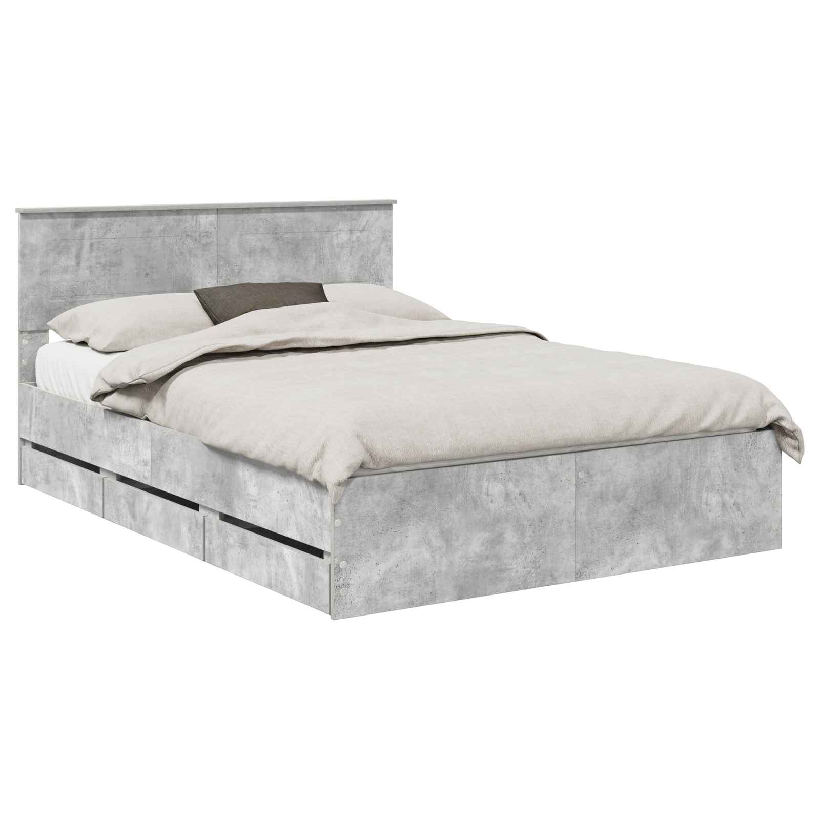 Krevetna konstrukcija s ladicama Betonski sivi 140 x 190 cm