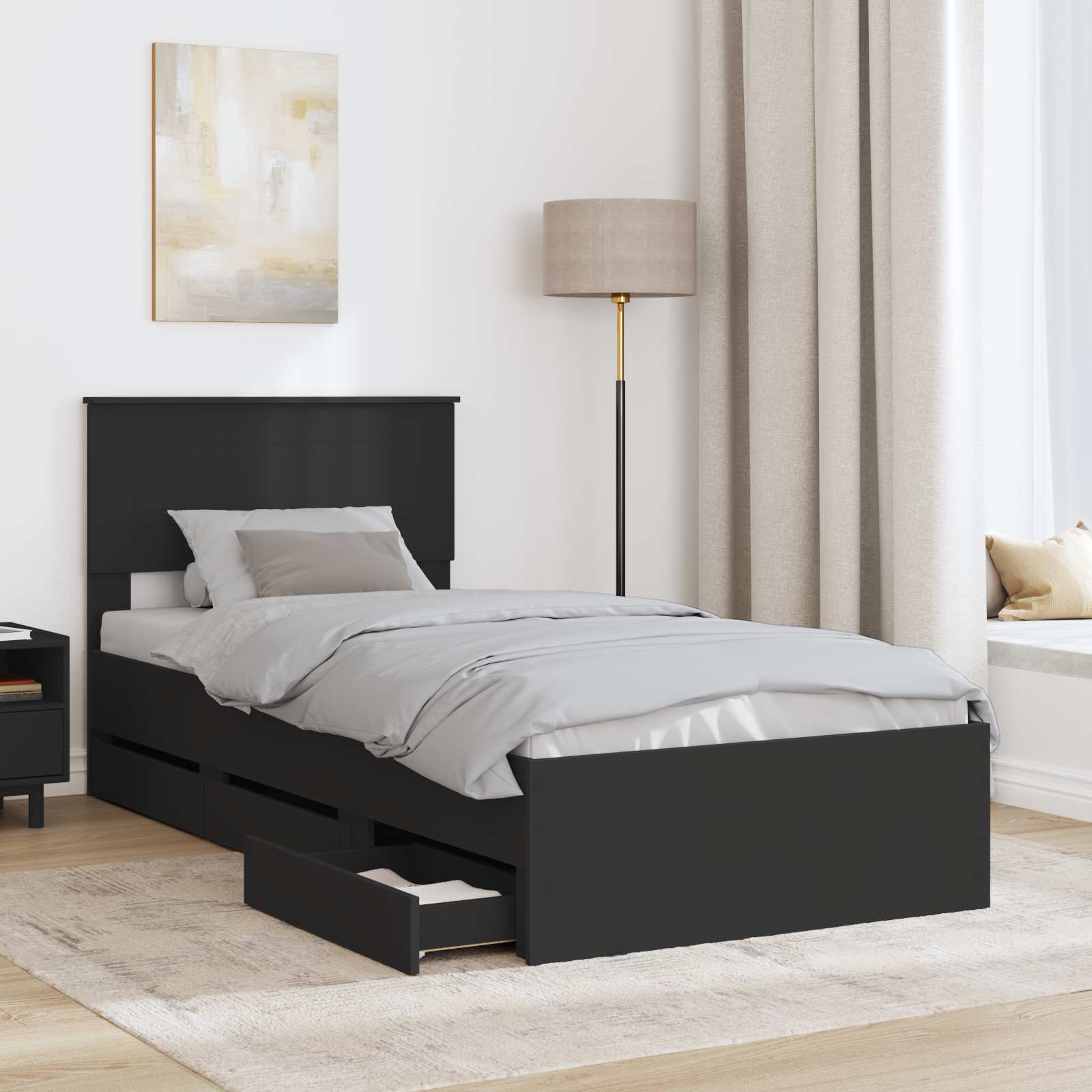 Krevetna konstrukcija Crna 100 x 200 cm Inženjersko Drvo