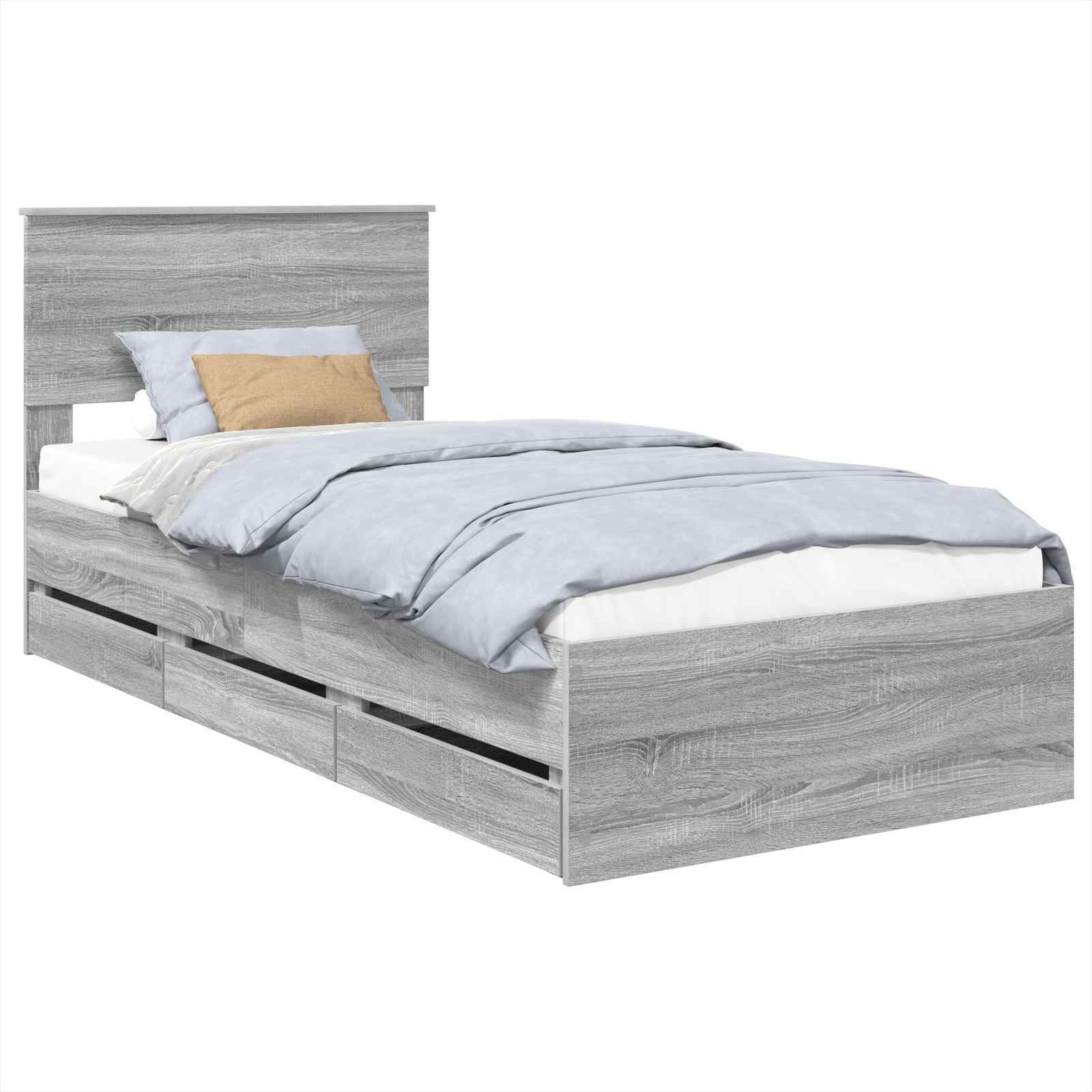 Krevetna konstrukcija Siva Sonoma 75 x 190 cm Inženjersko Drvo