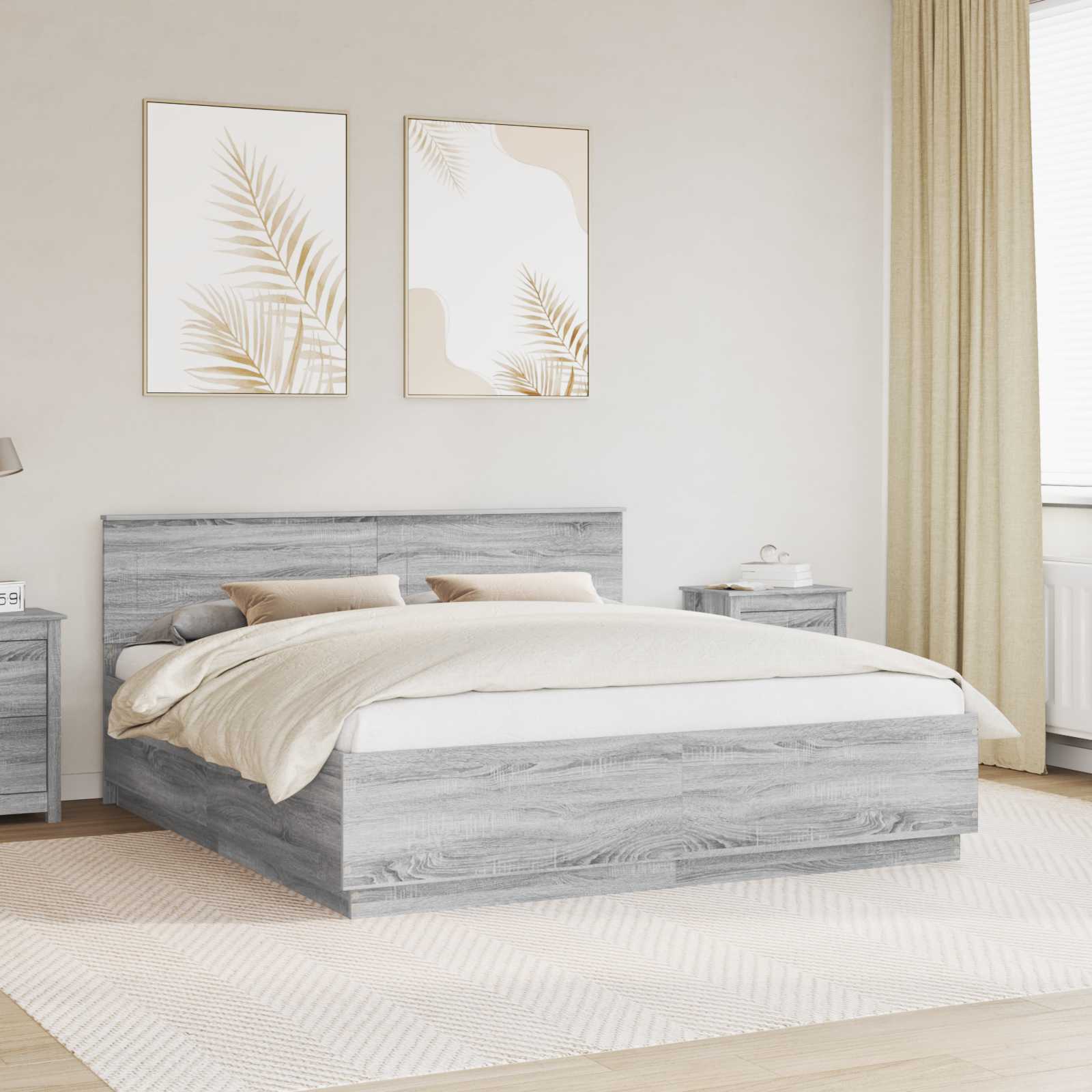 Krevetna konstrukcija S LED lampica Siva Sonoma 200 x 200 cm