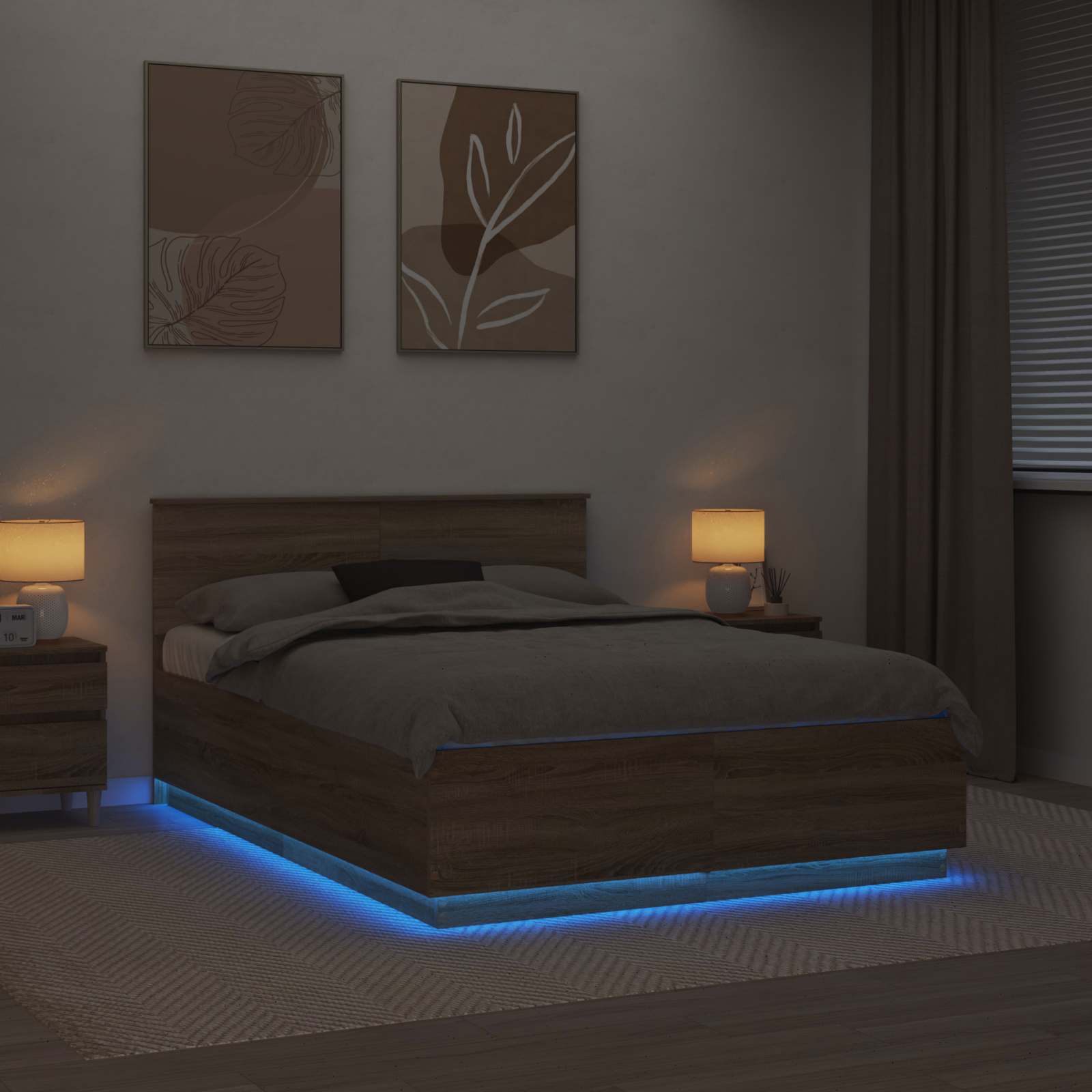 Krevetna konstrukcija S LED lampica Sonoma hrast 160 x 200 cm