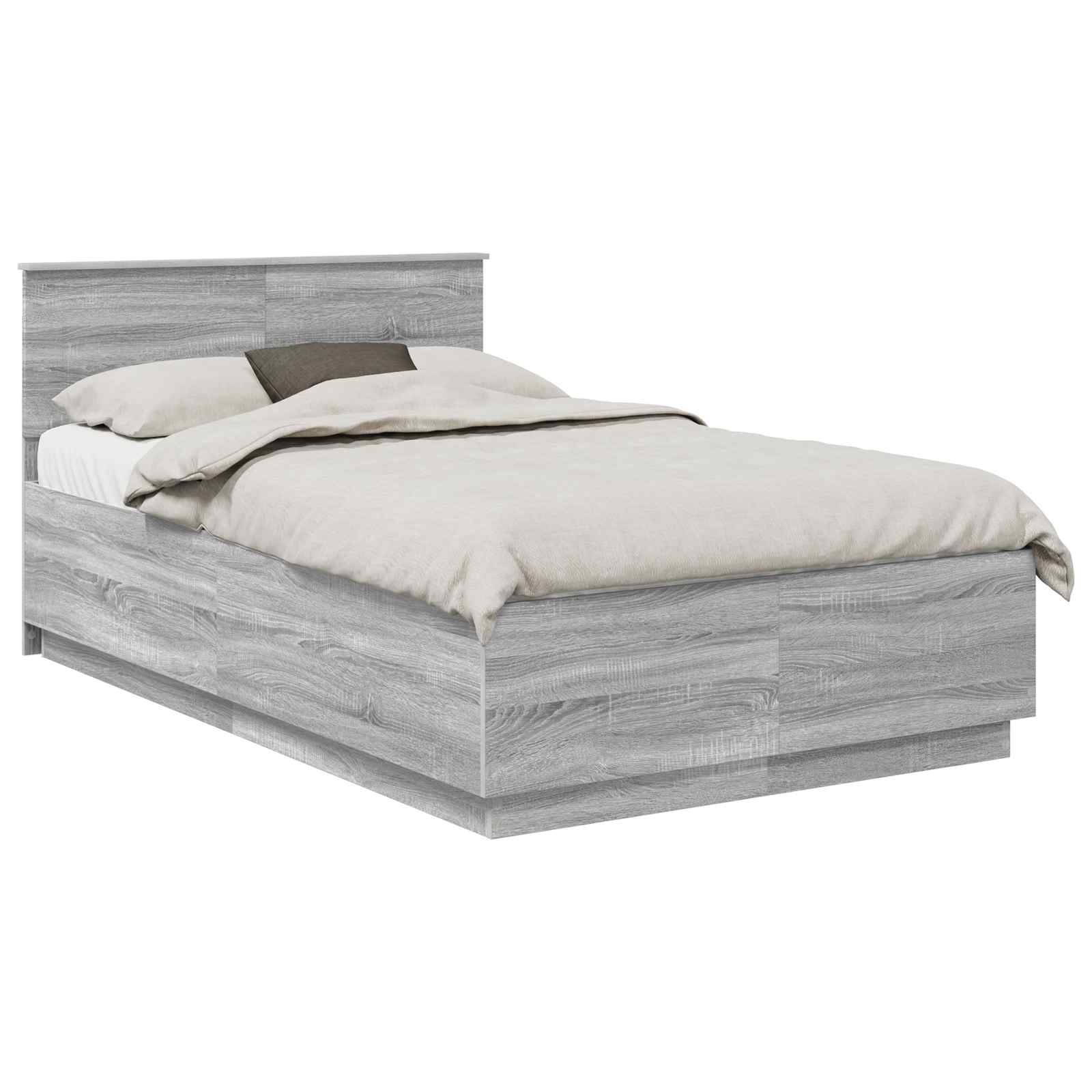 Krevetna konstrukcija S LED lampica Siva Sonoma 135 x 190 cm