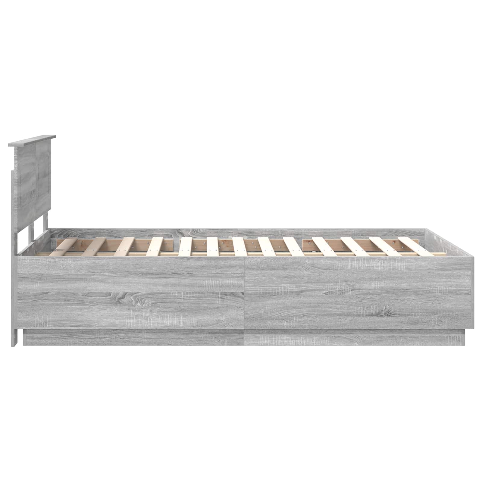 Krevetna konstrukcija S LED lampica Siva Sonoma 135 x 190 cm
