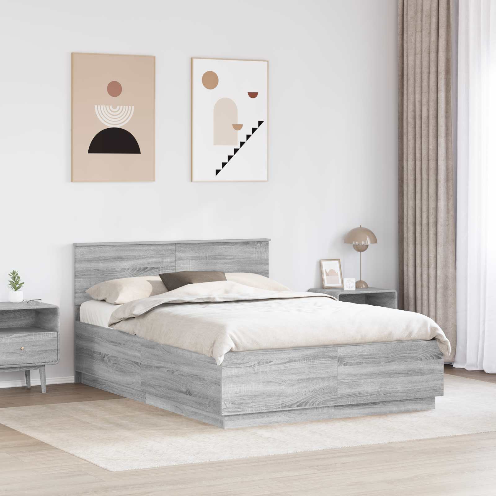 Krevetna konstrukcija s uzglavljem Siva sonoma 140 x 200 cm