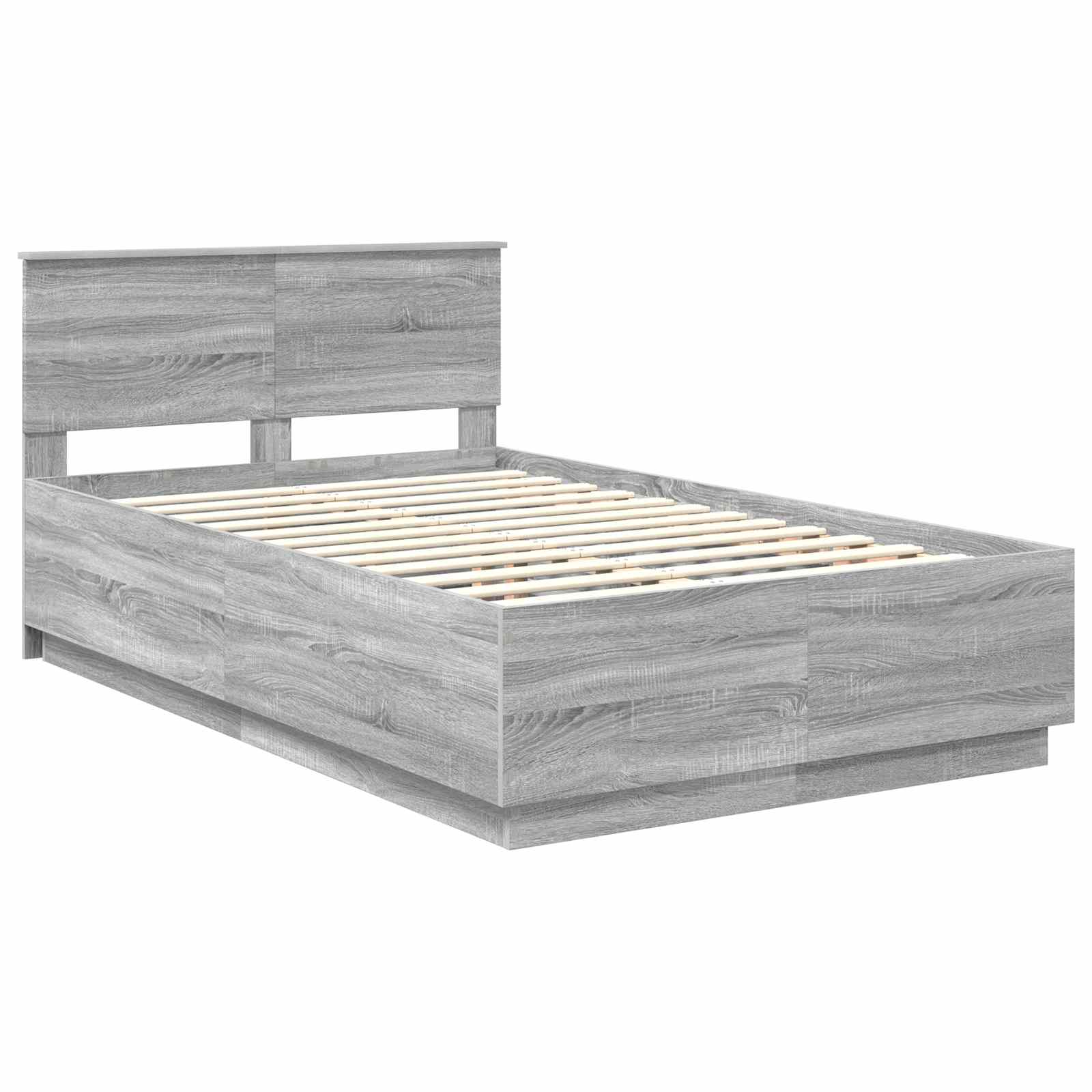 Krevetna konstrukcija s uzglavljem Siva sonoma 135 x 190 cm