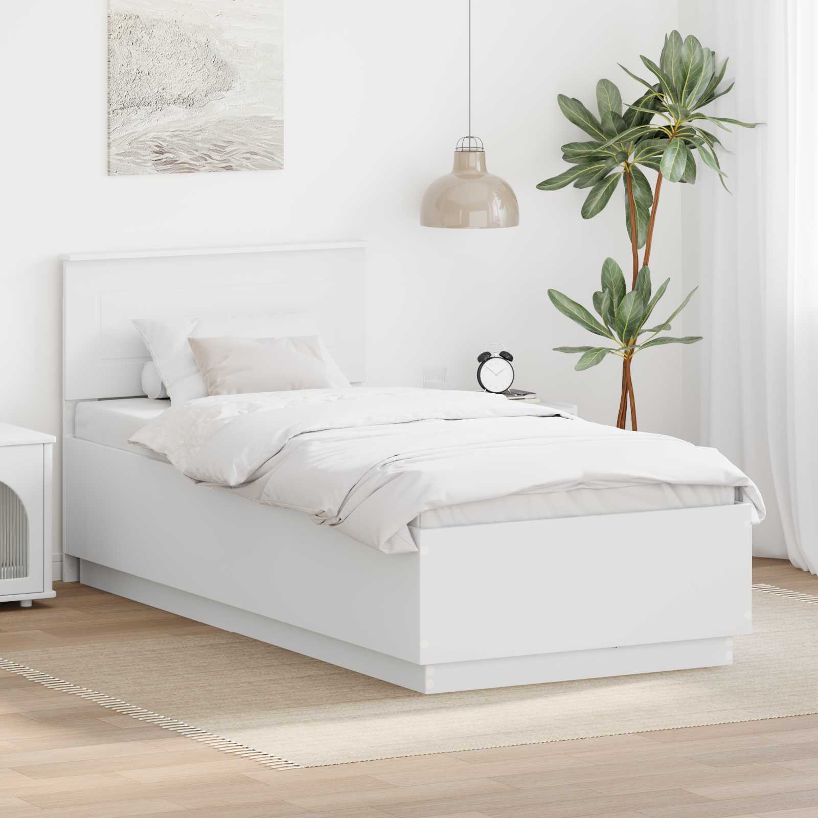 Krevetna konstrukcija Bijela 100 x 200 cm Konstruirano drvo