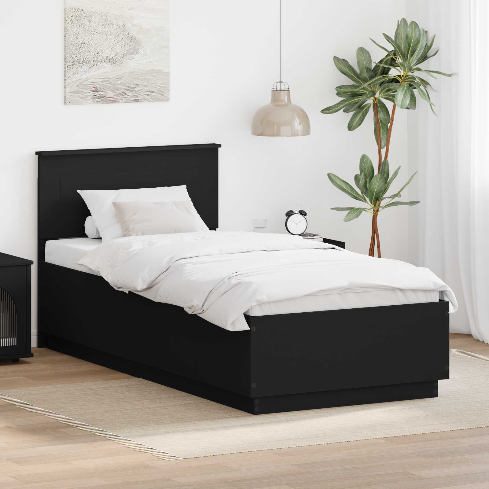 Krevetna konstrukcija Crna 100 x 200 cm Konstruirano drvo