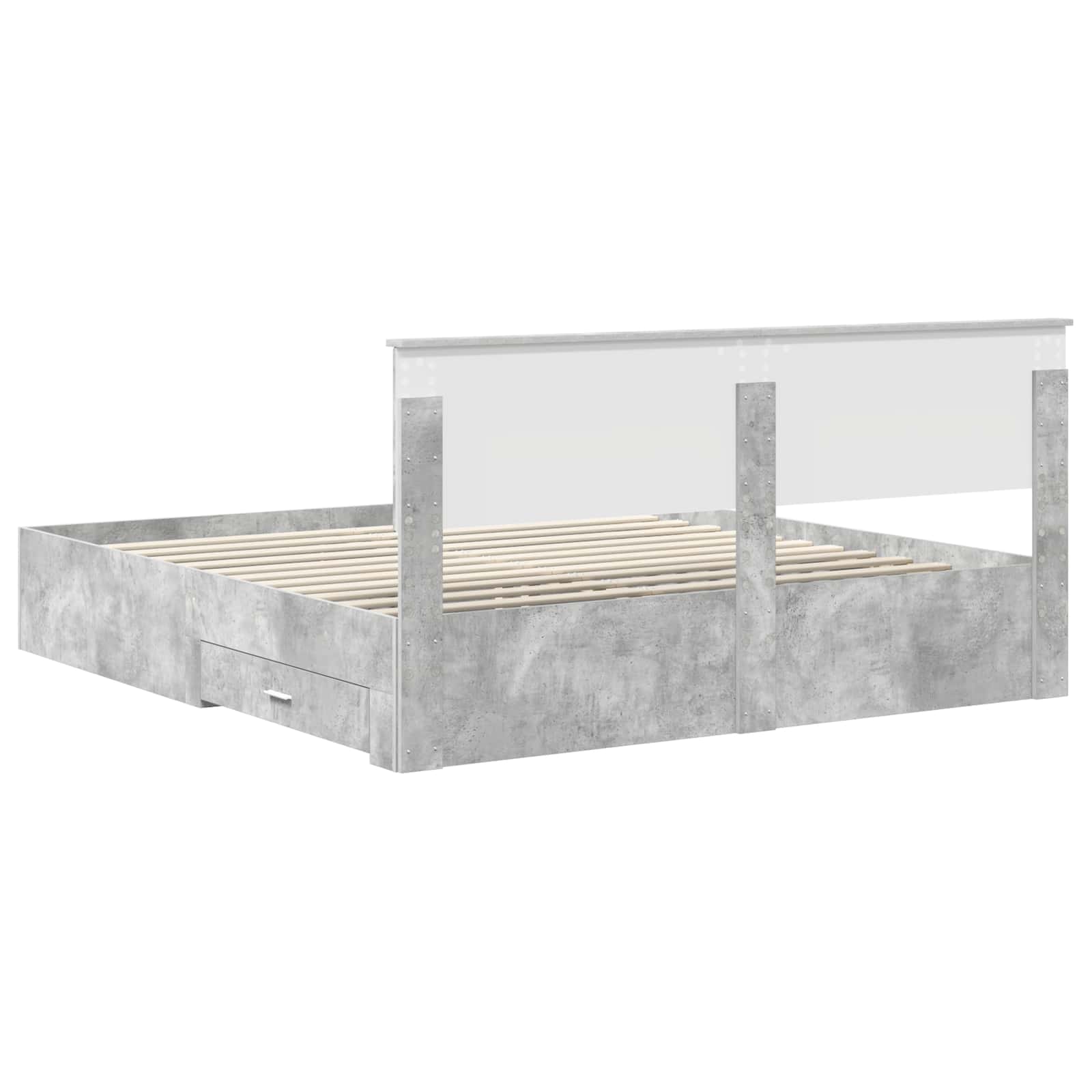 Krevetna konstrukcija s uzglavljem Betonski sivi 200 x 200 cm