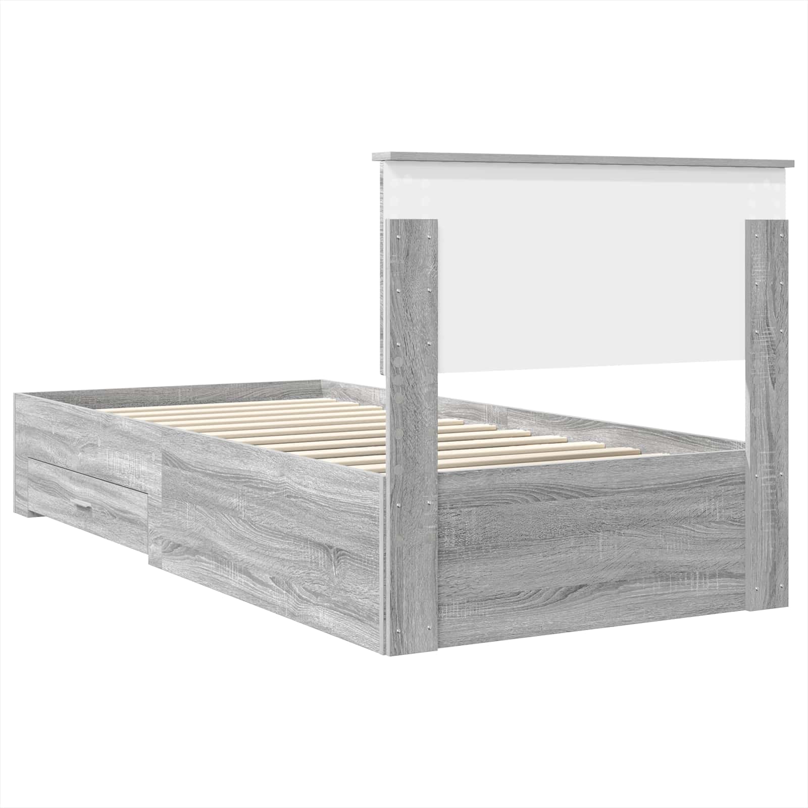 Krevetna konstrukcija Sivi Sonoma i srebrna 75 x 190 cm