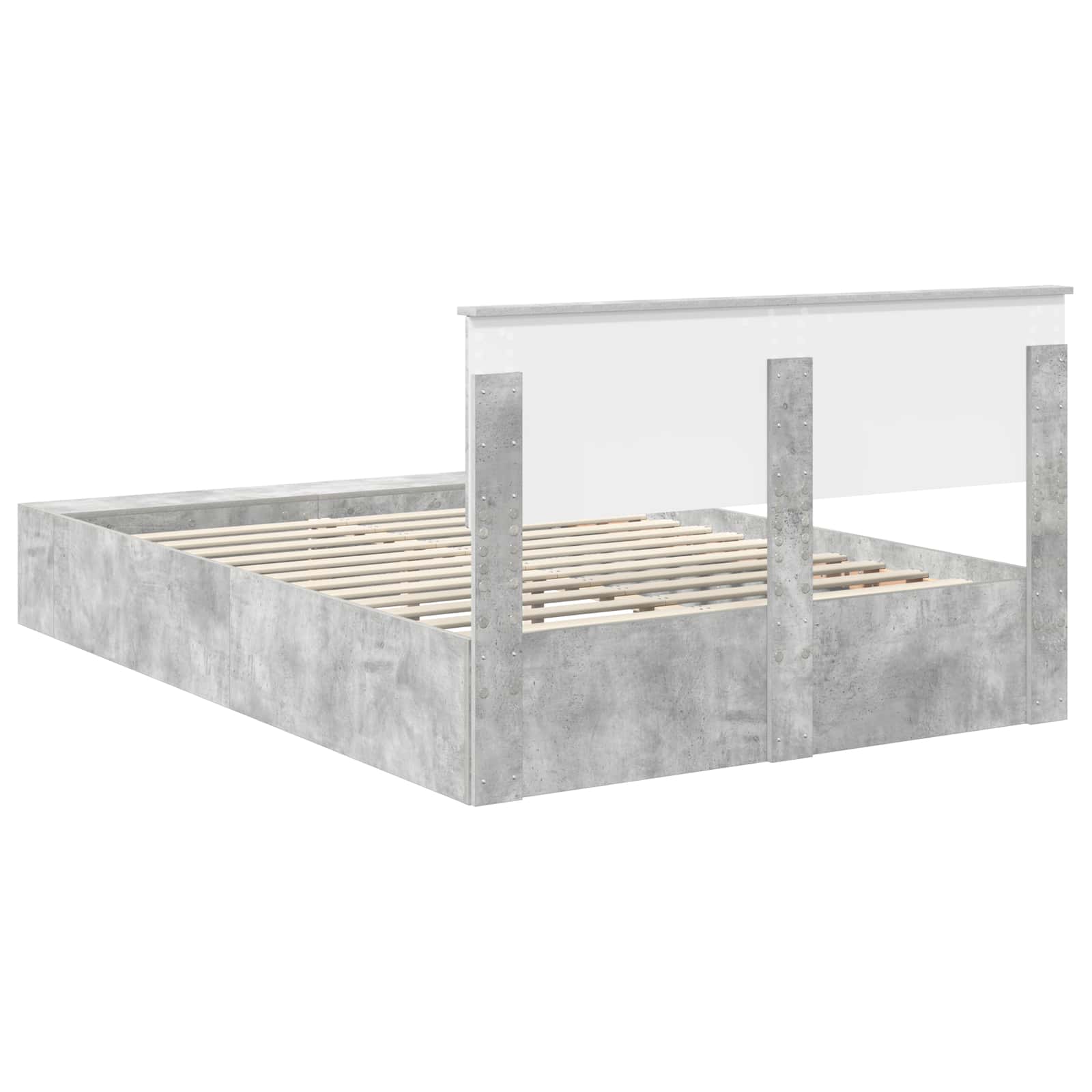 Krevetna konstrukcija s policom Betonski sivi 160 x 200 cm