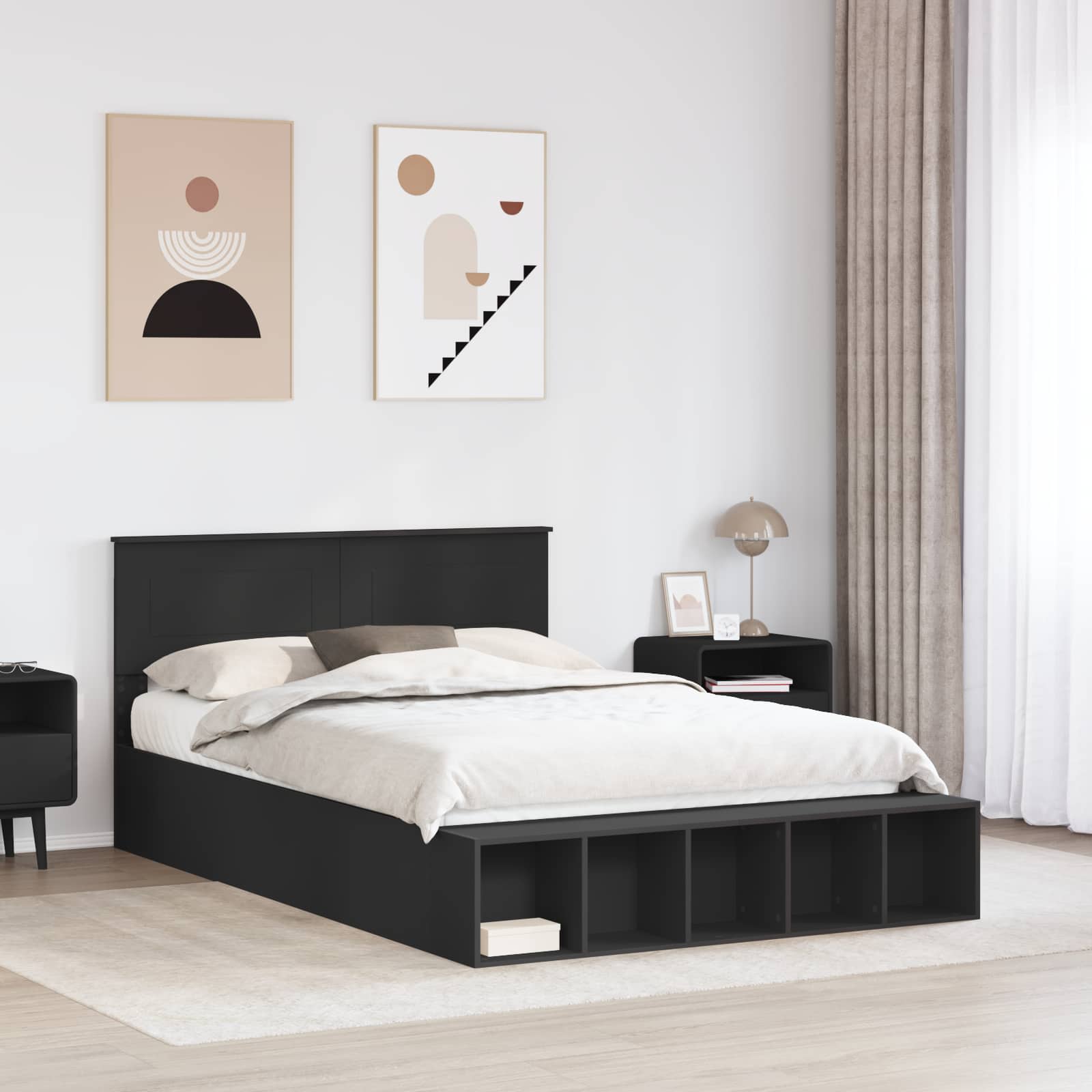 Krevetna konstrukcija Crna 150 x 200 cm Konstruirano drvo