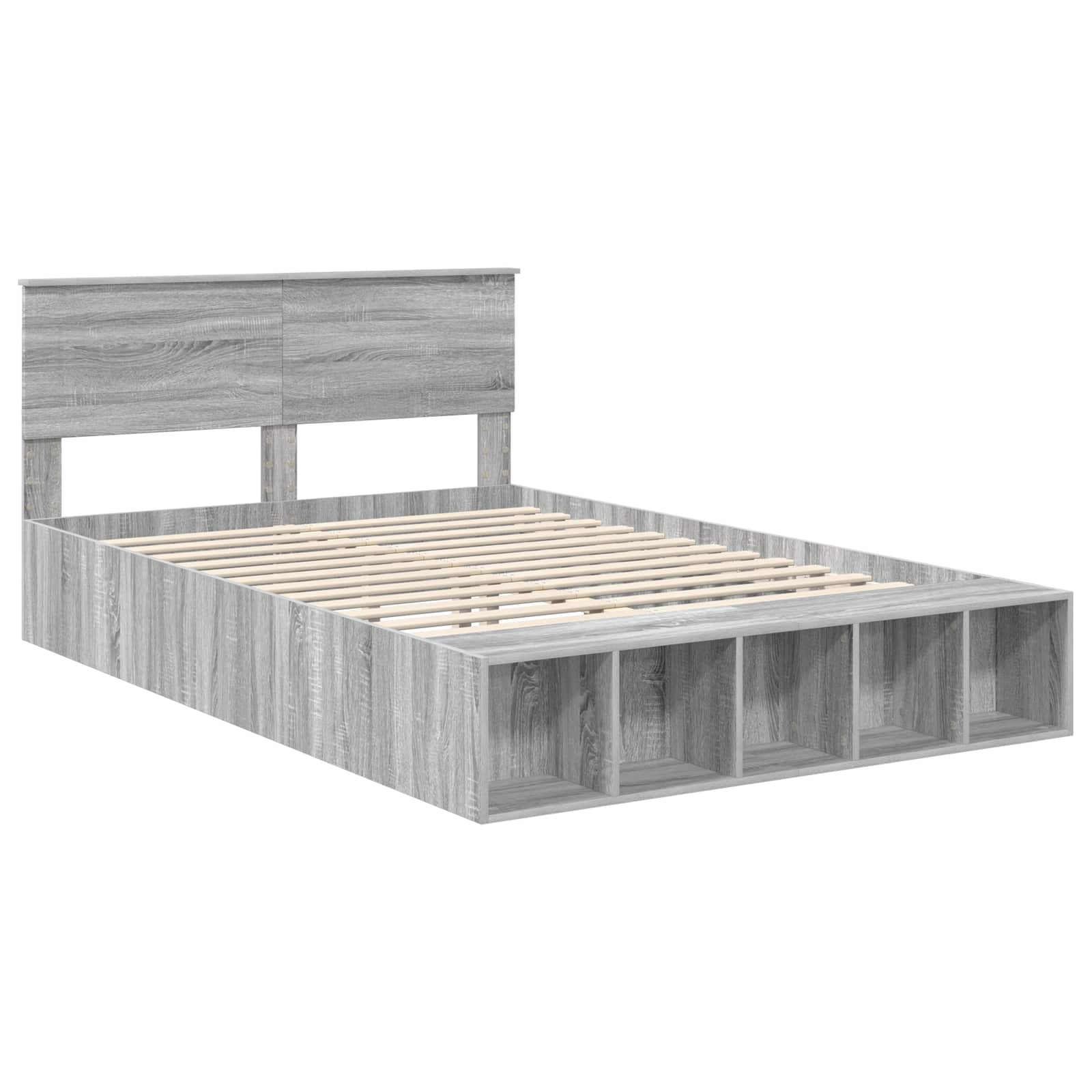 Krevetna konstrukcija s policom Siva Sonoma 140 x 190 cm