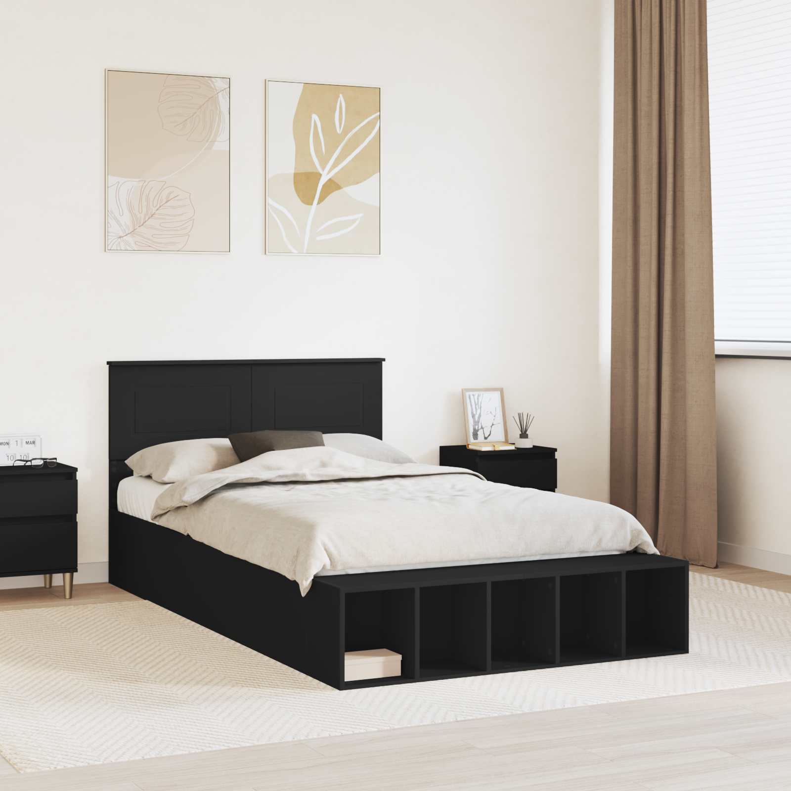 Krevetna konstrukcija Crna 135 x 190 cm Konstruirano drvo
