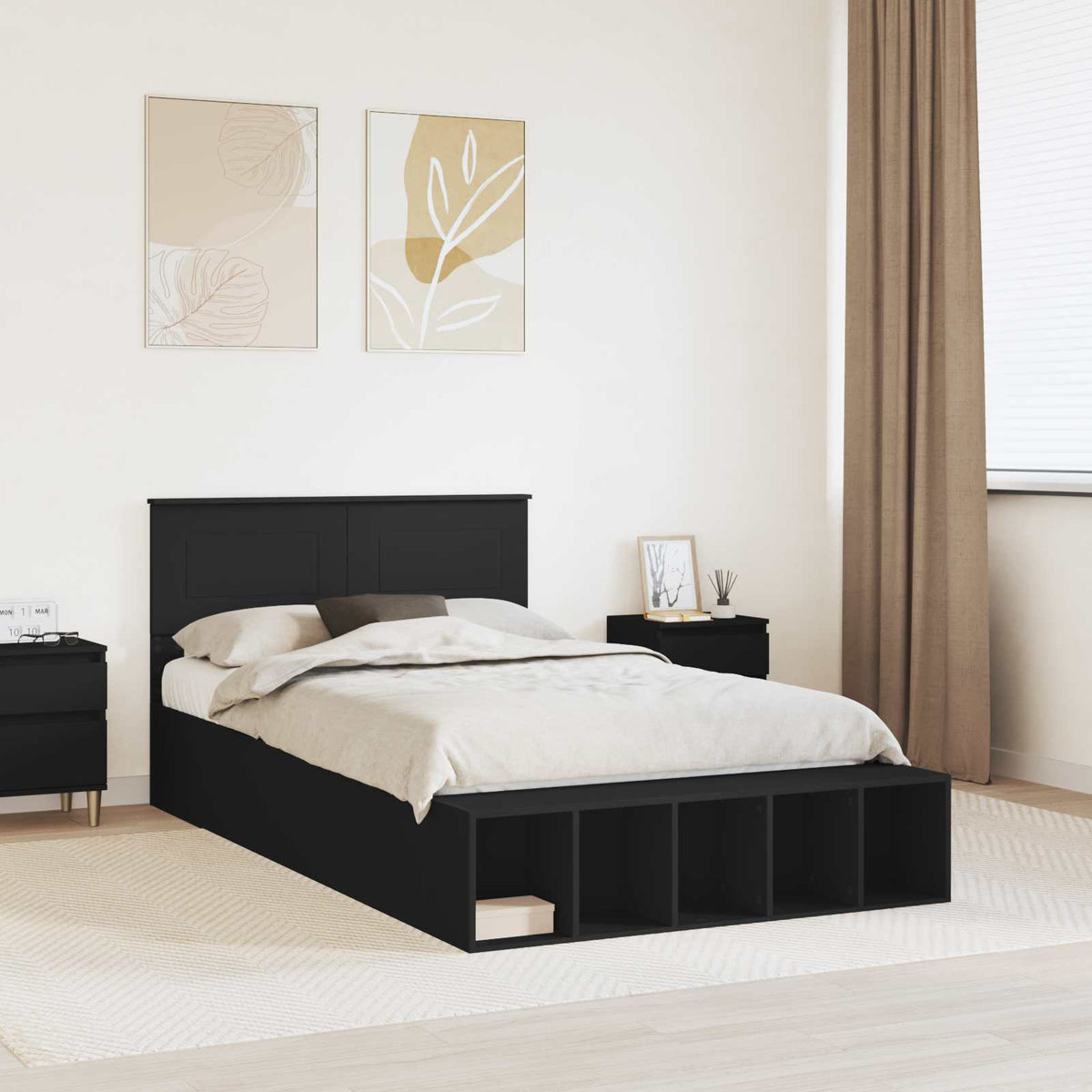 Krevetna konstrukcija Crna 135 x 190 cm Konstruirano drvo