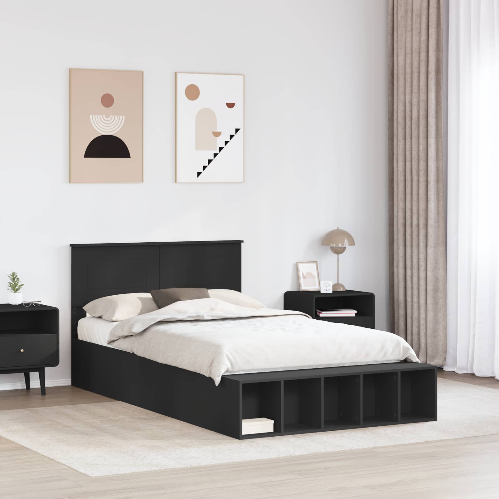 Krevetna konstrukcija Crna 135 x 190 cm Konstruirano drvo