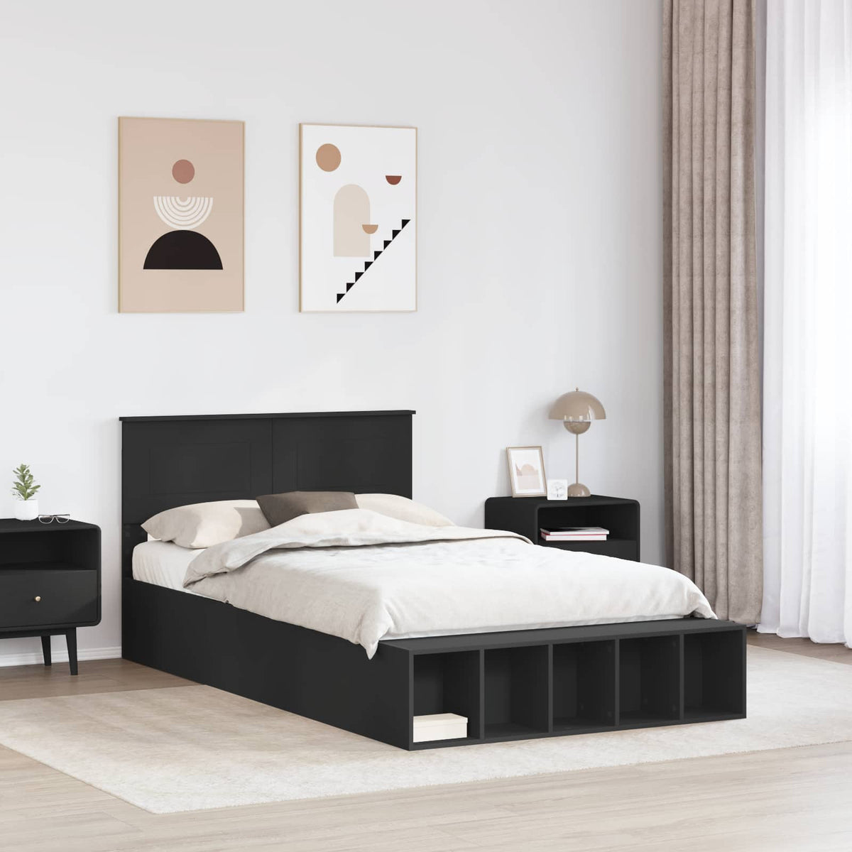 Krevetna konstrukcija Crna 135 x 190 cm Konstruirano drvo