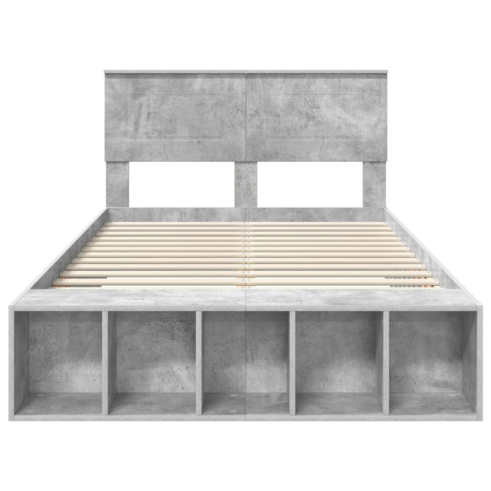 Krevetna konstrukcija s policom Betonski sivi 135 x 190 cm