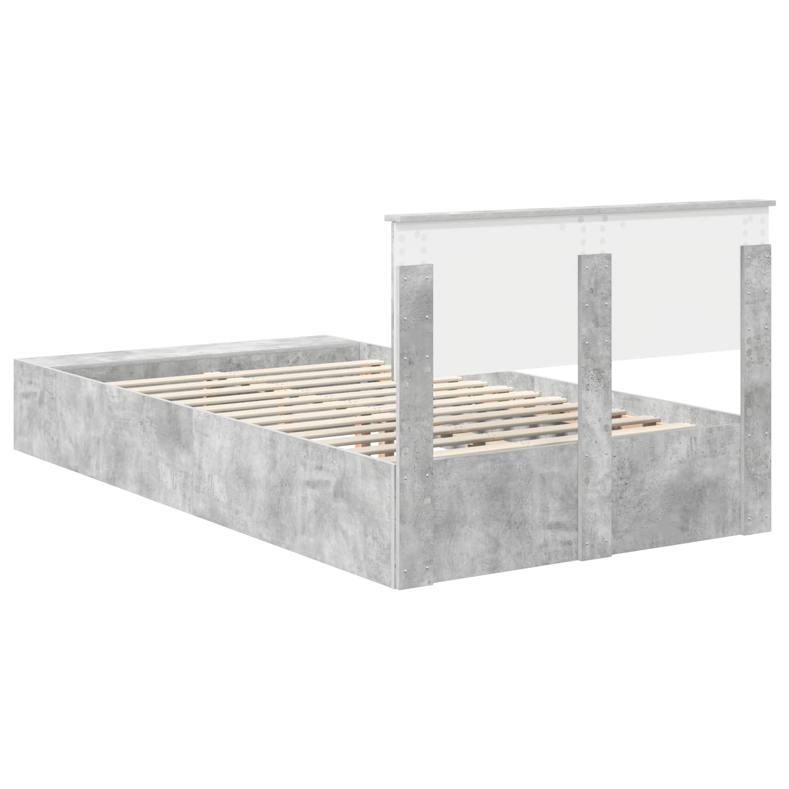 Krevetna konstrukcija s policom Betonski sivi 120 x 190 cm