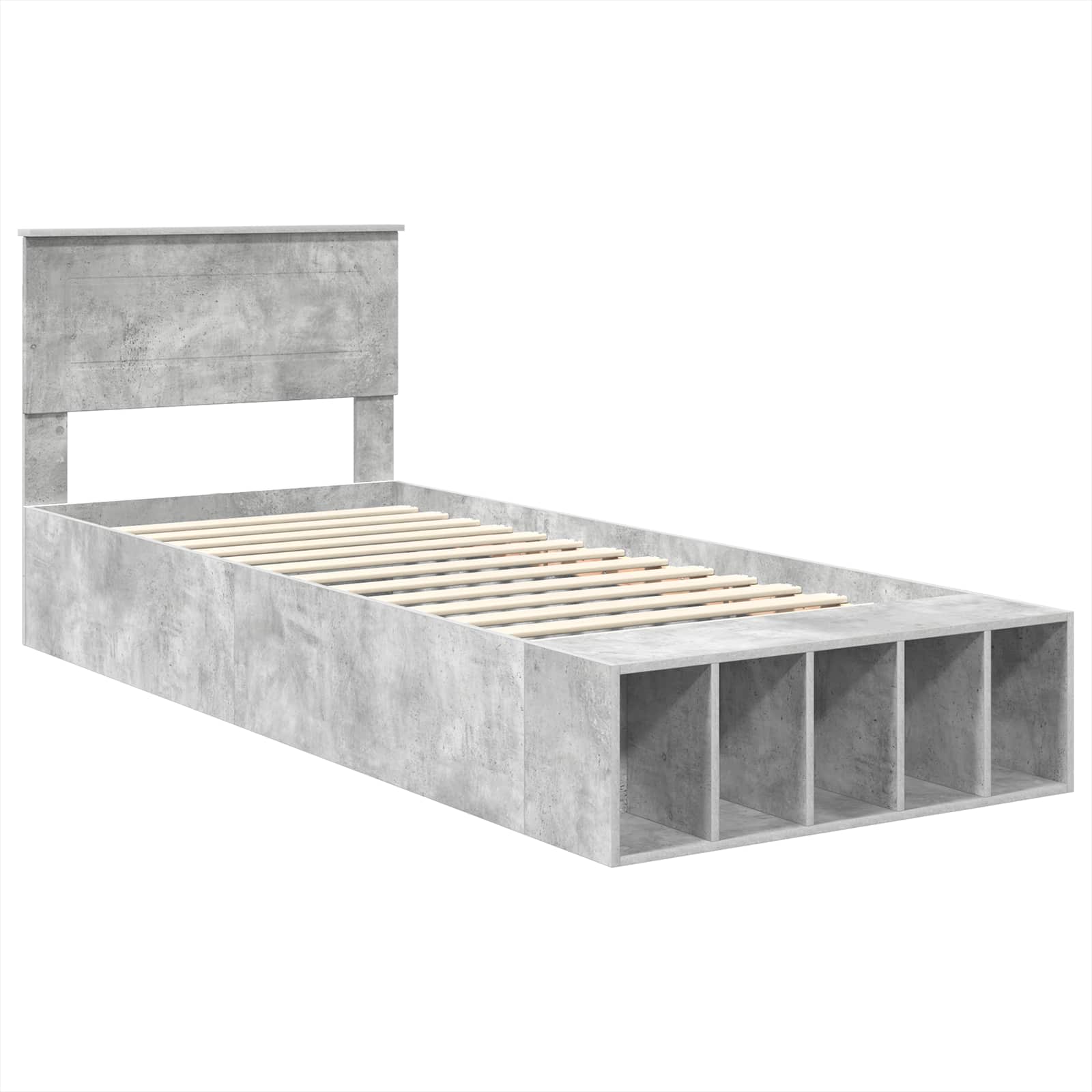 Krevetna konstrukcija s policom Betonski sivi 90 x 200 cm