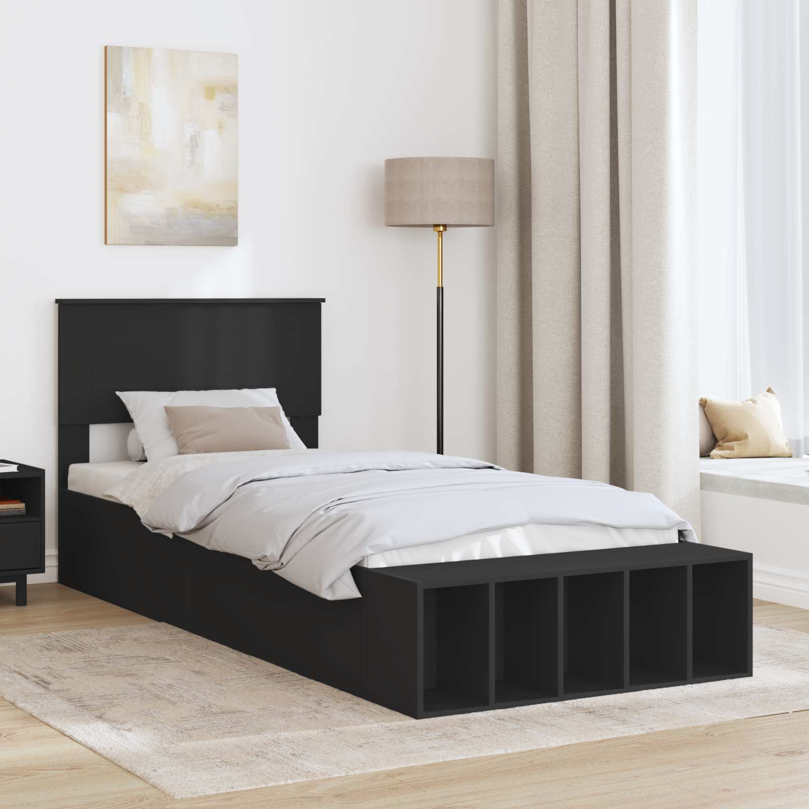 Krevetna konstrukcija Crna 75 x 190 cm Konstruirano drvo