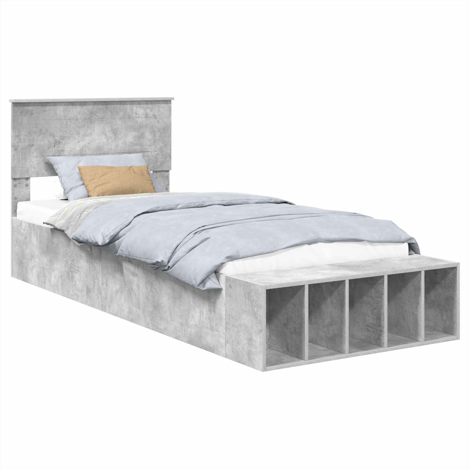 Krevetna konstrukcija s policom Betonski sivi 70 x 190 cm