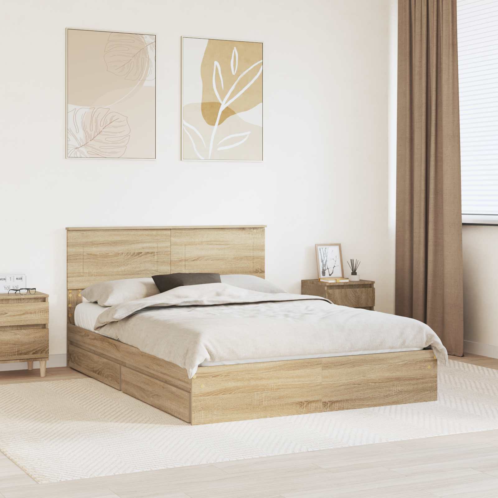 Krevet s od storage Sonoma hrast 160 x 200 cm Konstruirano drvo