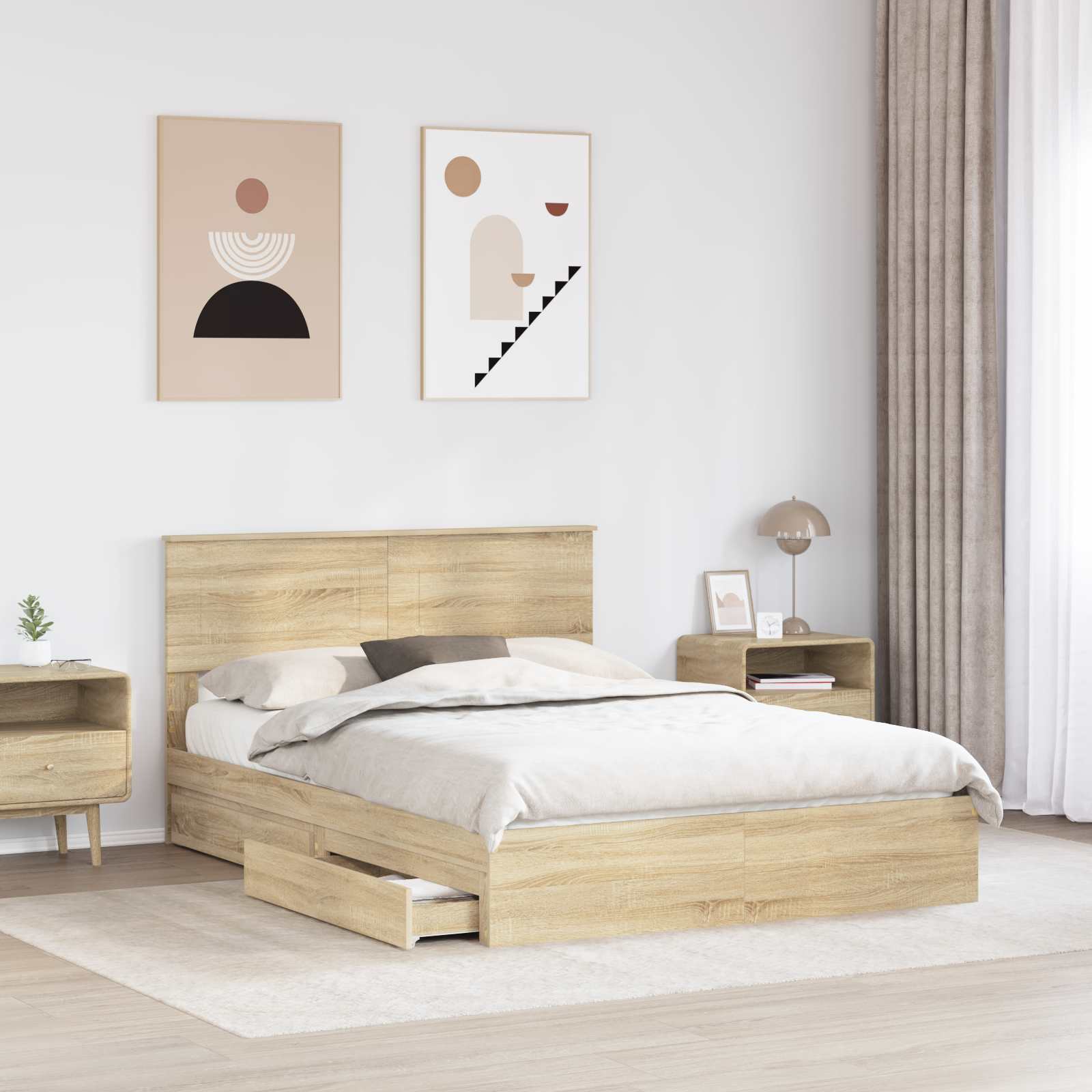 Krevet s od storage Sonoma hrast 150 x 200 cm Konstruirano drvo