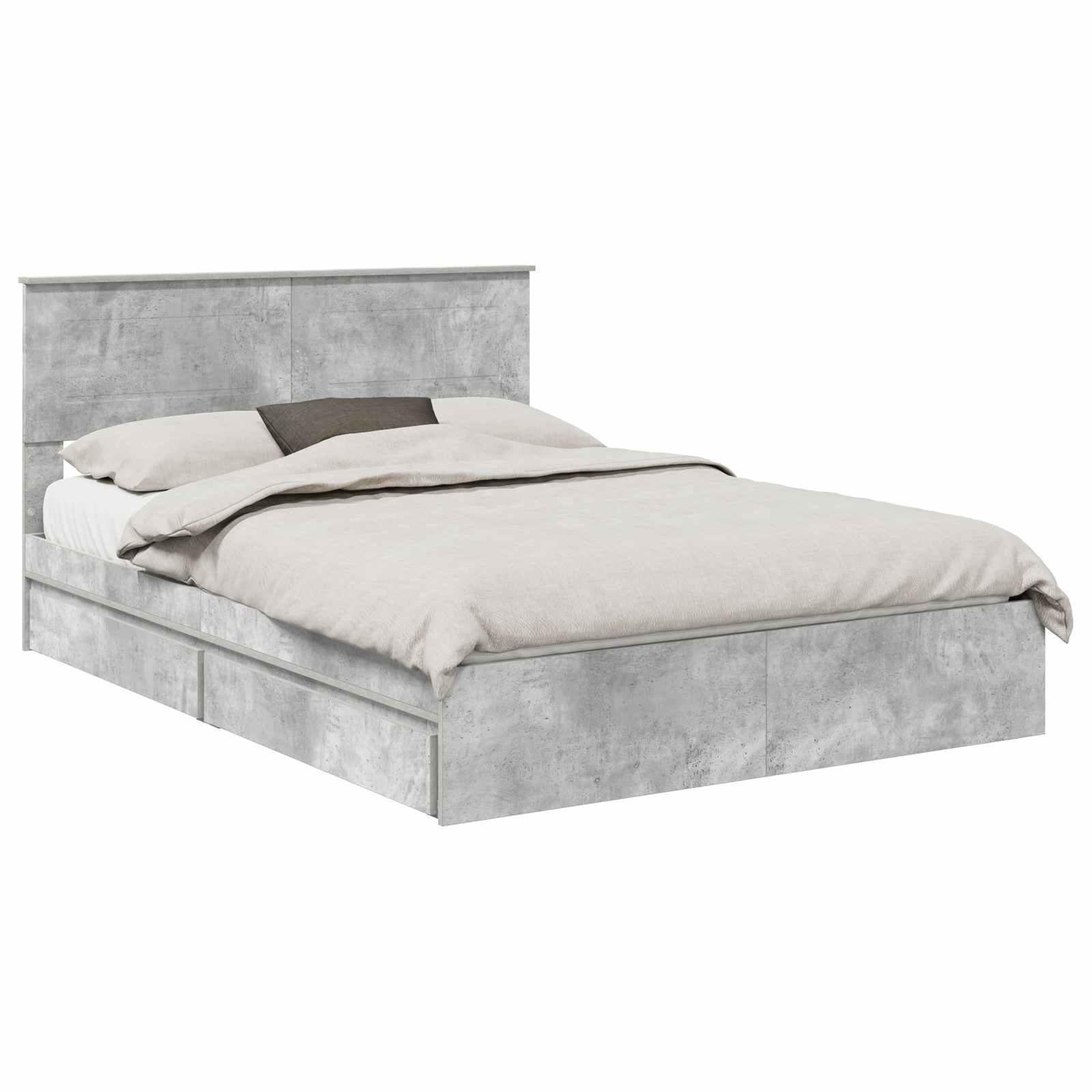 Krevet s od storage s uzglavljem Betonski sivi 150 x 200 cm
