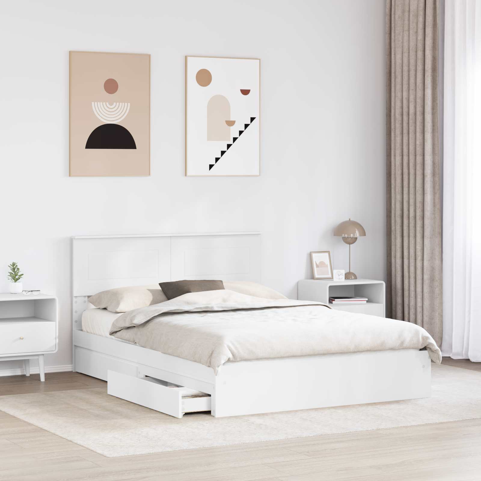 Krevet s od storage Bijelo 140 x 200 cm Konstruirano drvo